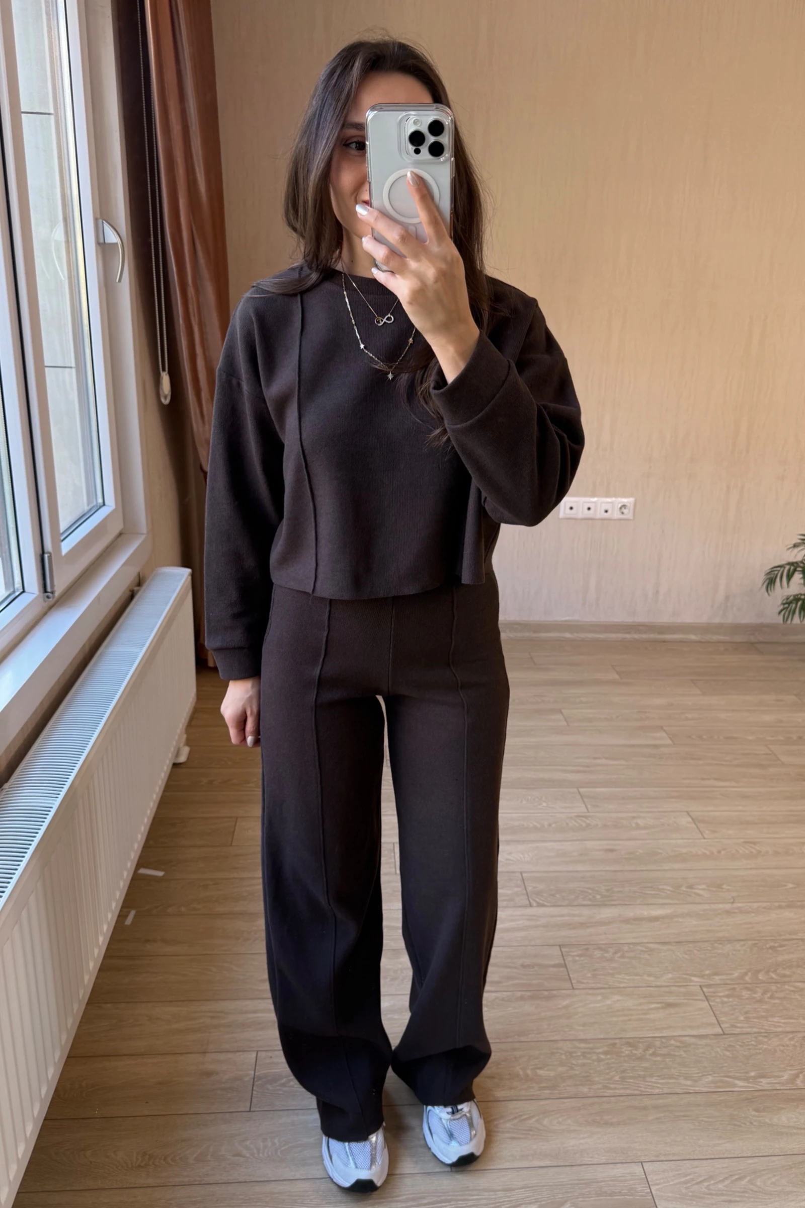 Vanessa Qısaqol Korduroy Kostyum - Nanə Yaşıl - Kahverengi