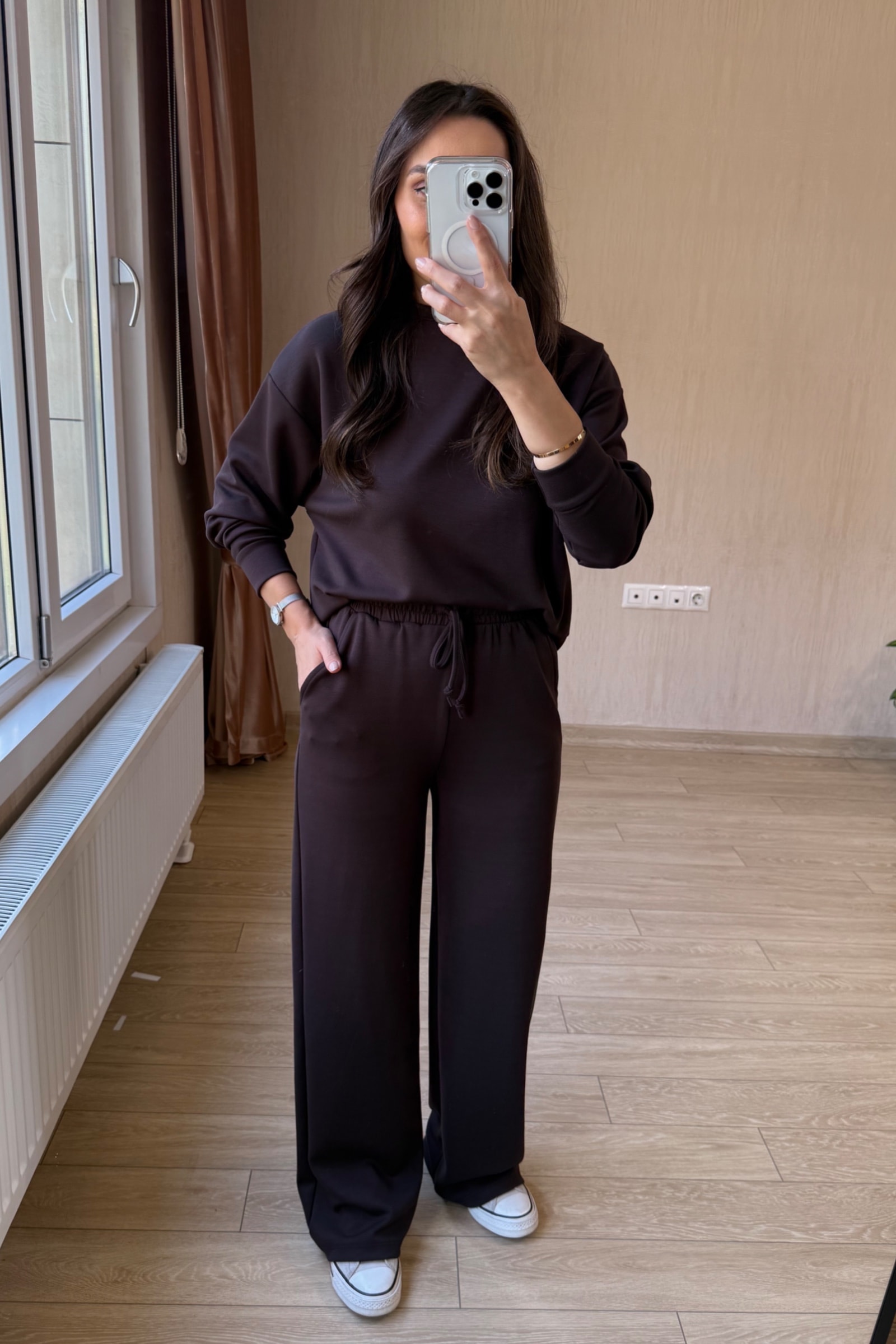 Boss Dumanlı Orj Modal Parça Krop Dəsti - Acı Kahve