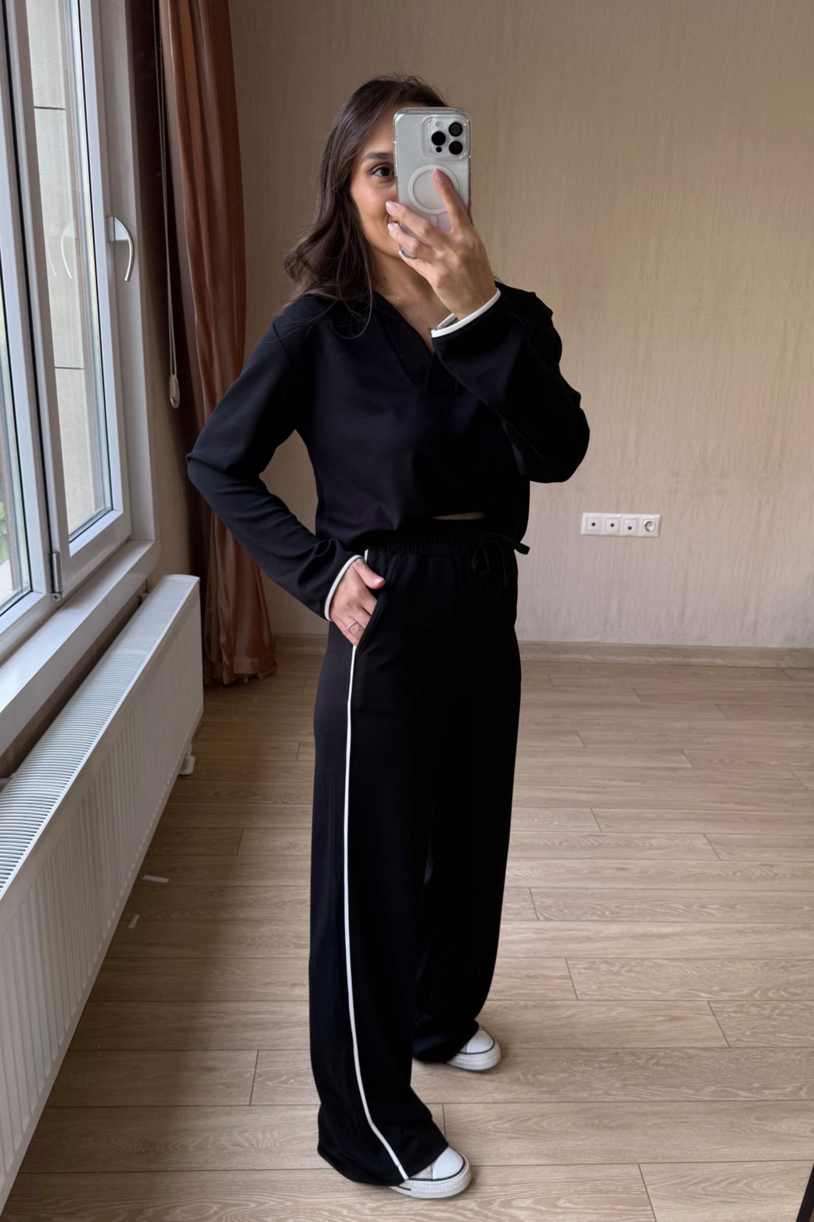 Boss Dumanlı Orj Modal Parça Krop Dəsti - Siyah