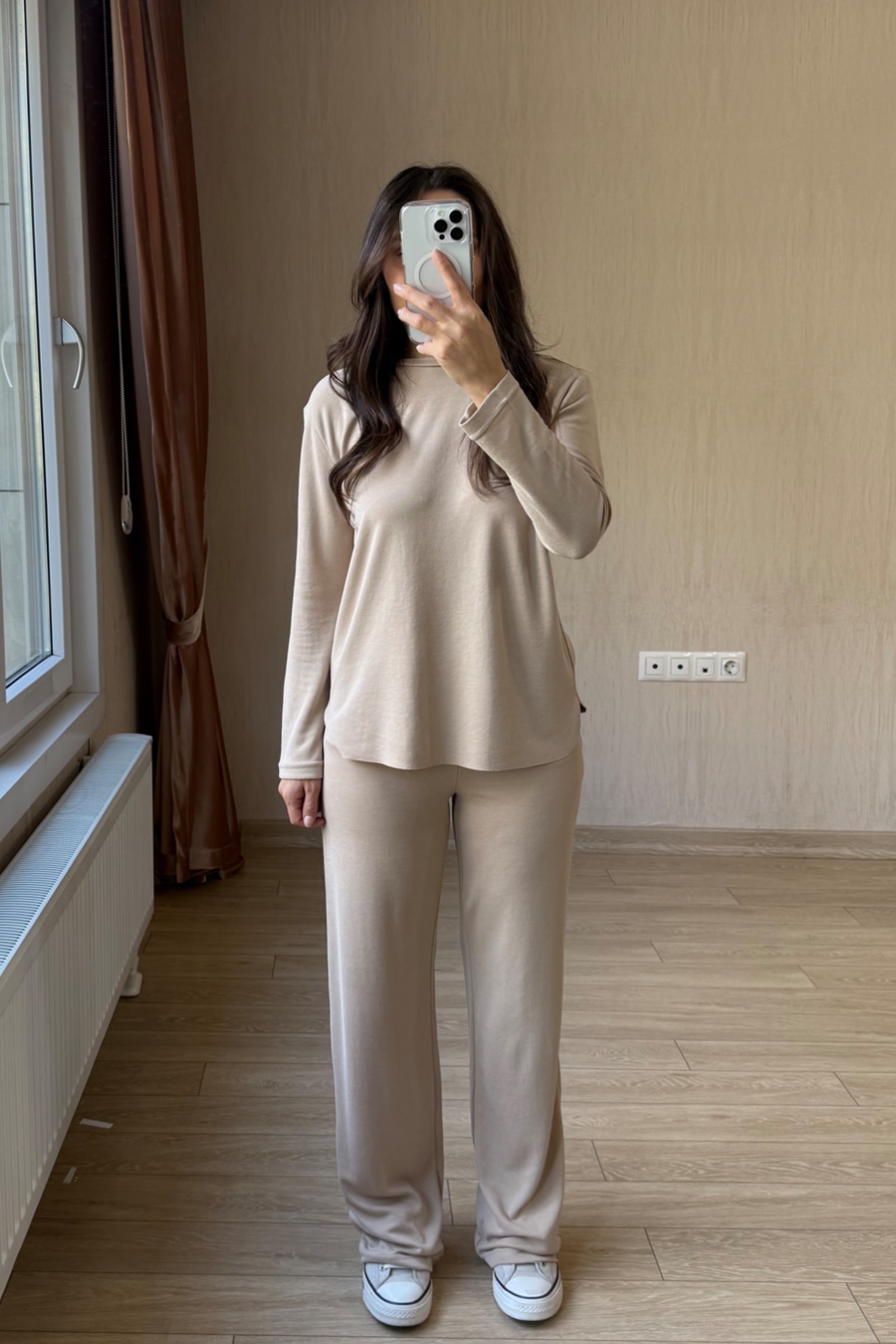 Boss Dumanlı Orj Modal Parça Krop Dəsti - Bej