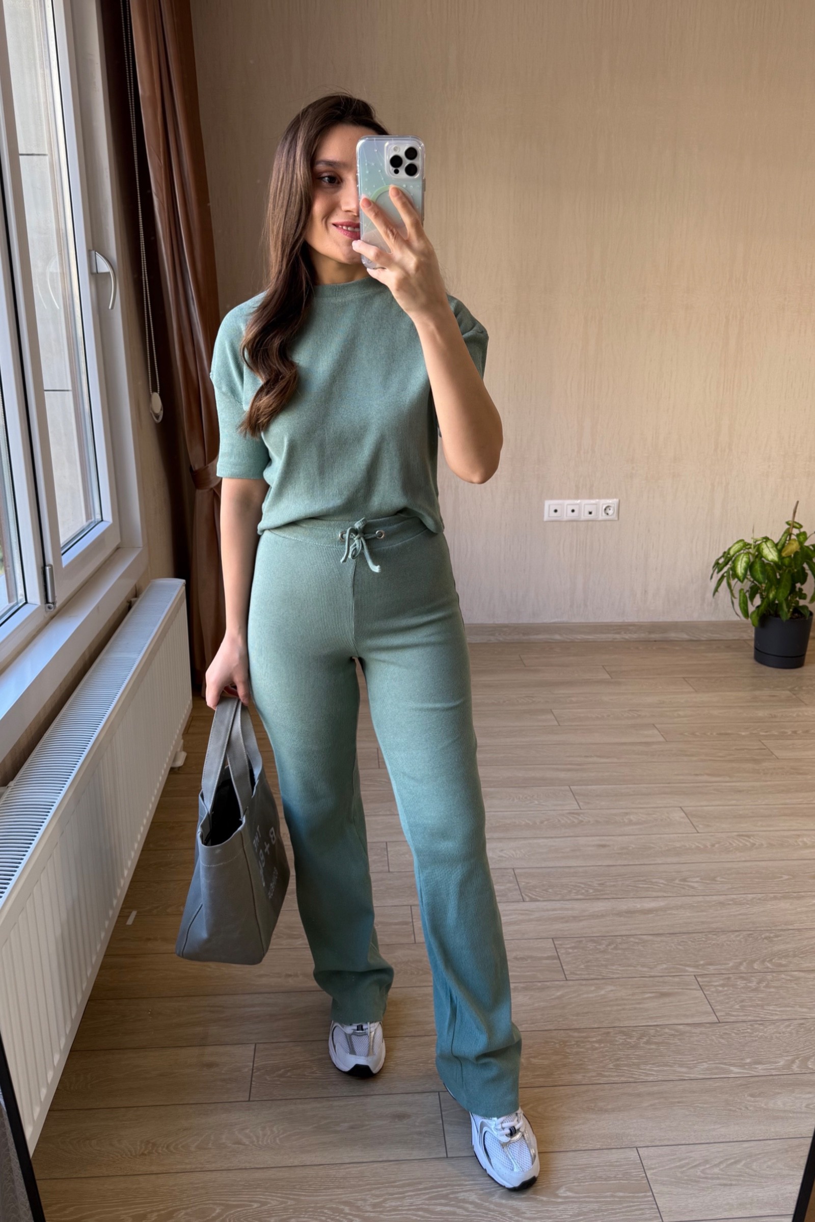 Yanessa Kısa Kollu Fitilli Kumaş Takım