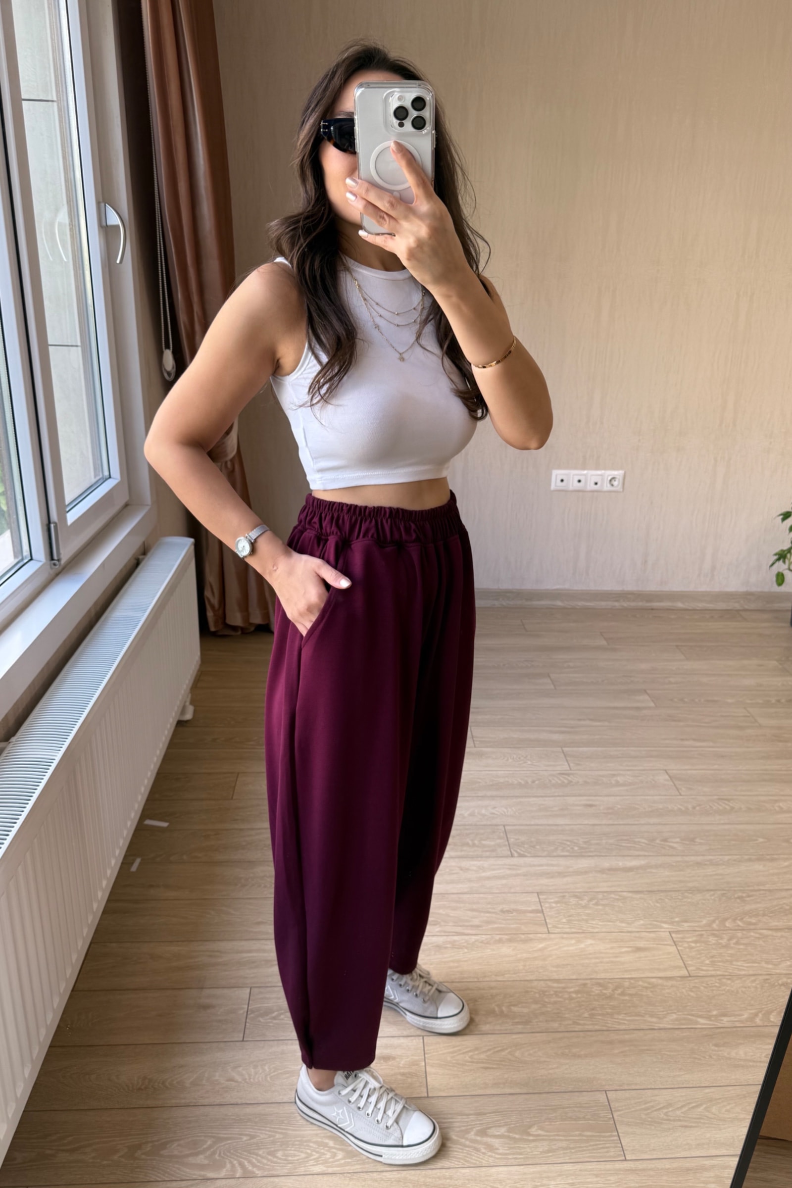  Bizy Modal Kumaş Eşofman Altı - Mürdüm