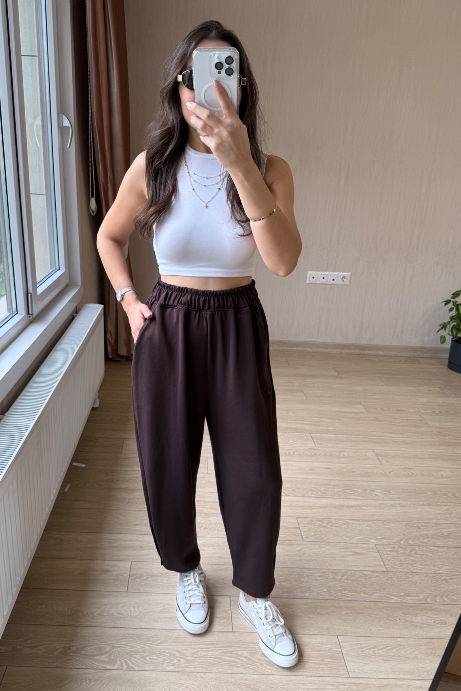  Bizy Modal Kumaş Eşofman Altı - Kahverengi