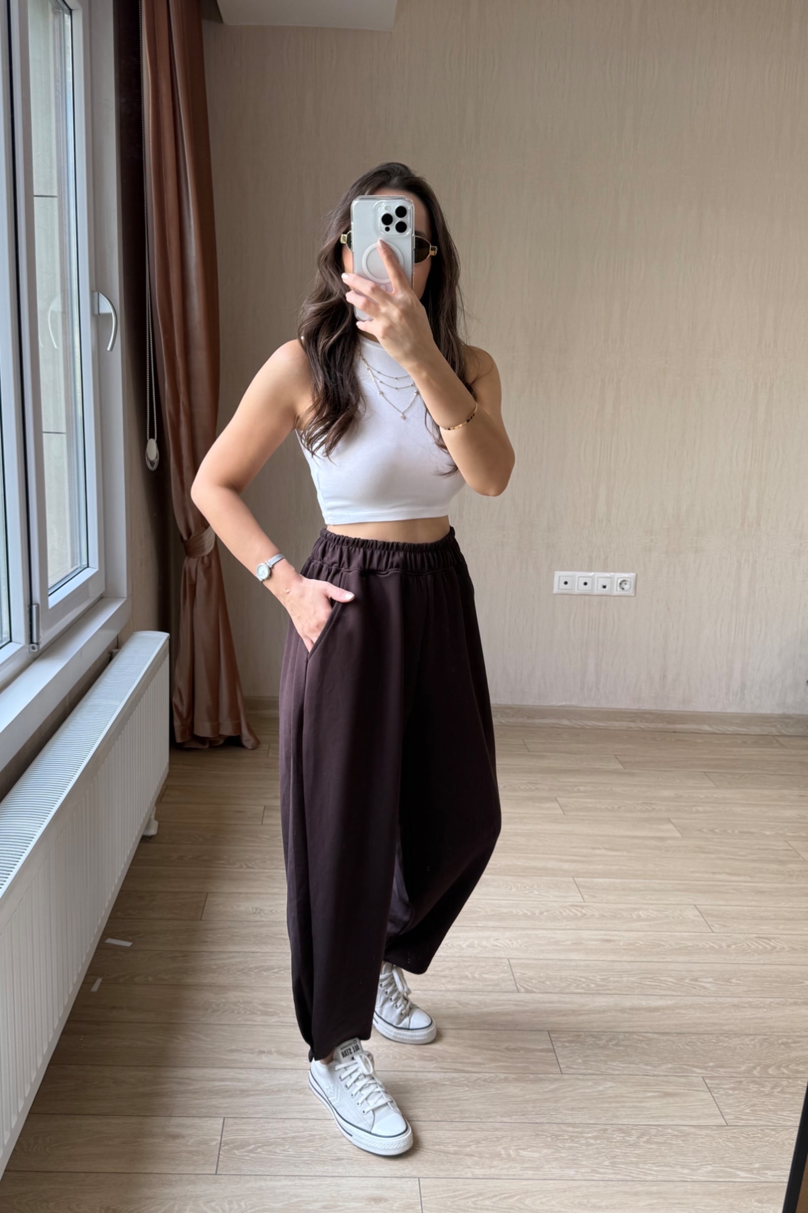  Bizy Modal Kumaş Eşofman Altı - Kahverengi
