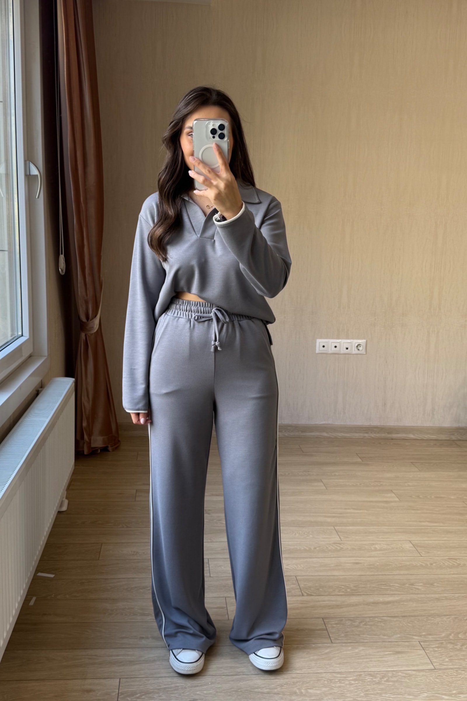 Boss Dumanlı Orj Modal Parça Krop Dəsti - Gri