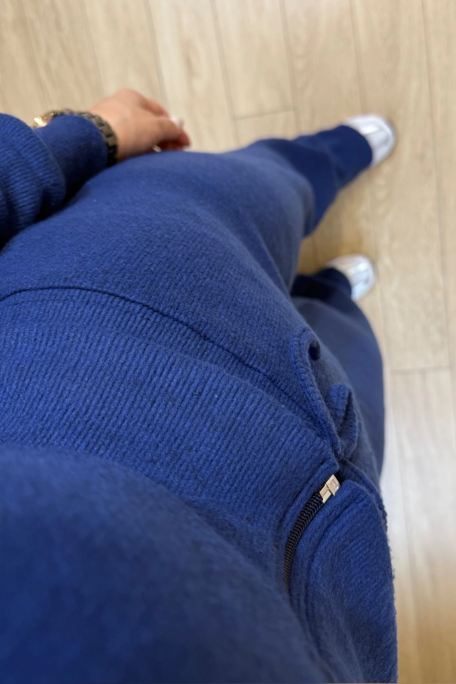 Maria Hırkalı Fitilli Kaşmir Kumaş Takım - Lacivert