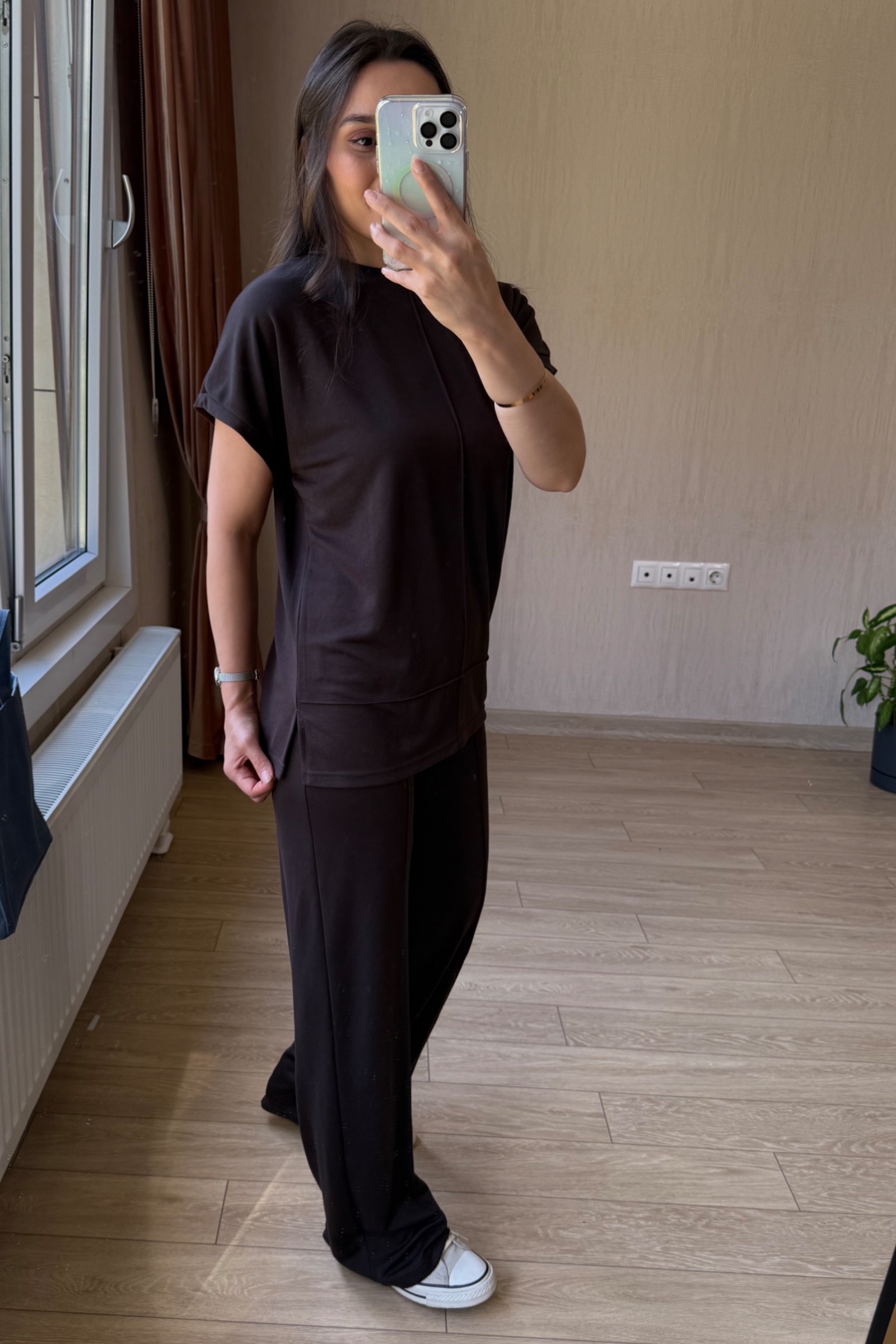 Nora Çımalı Modal Kumaş Takım - Kahverengi