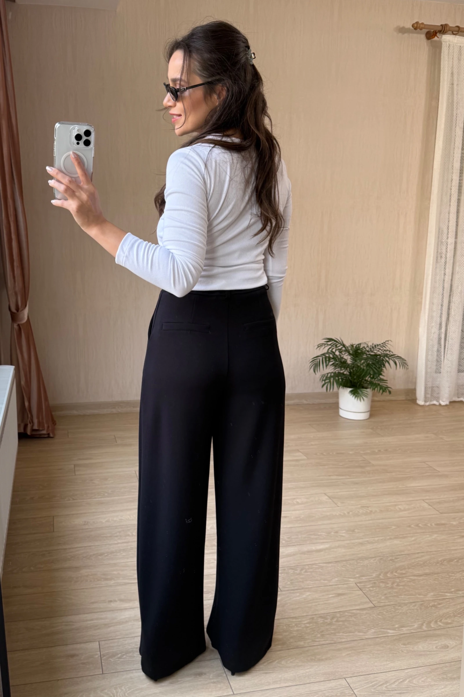 Milena Orj Modal Kumaş Palazzo Pantolon  - Siyah