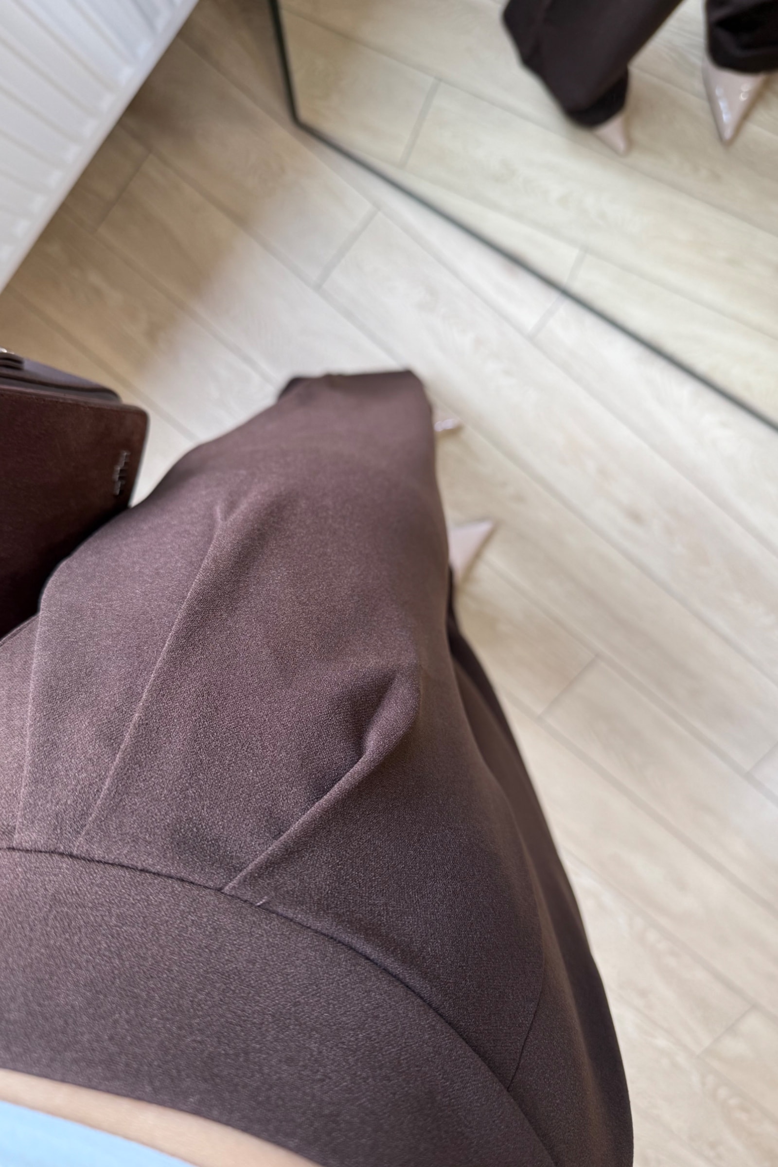 Arya Full Likyalı Pileli Krep Kumaş Palazzo Pantolon - Kahverengi