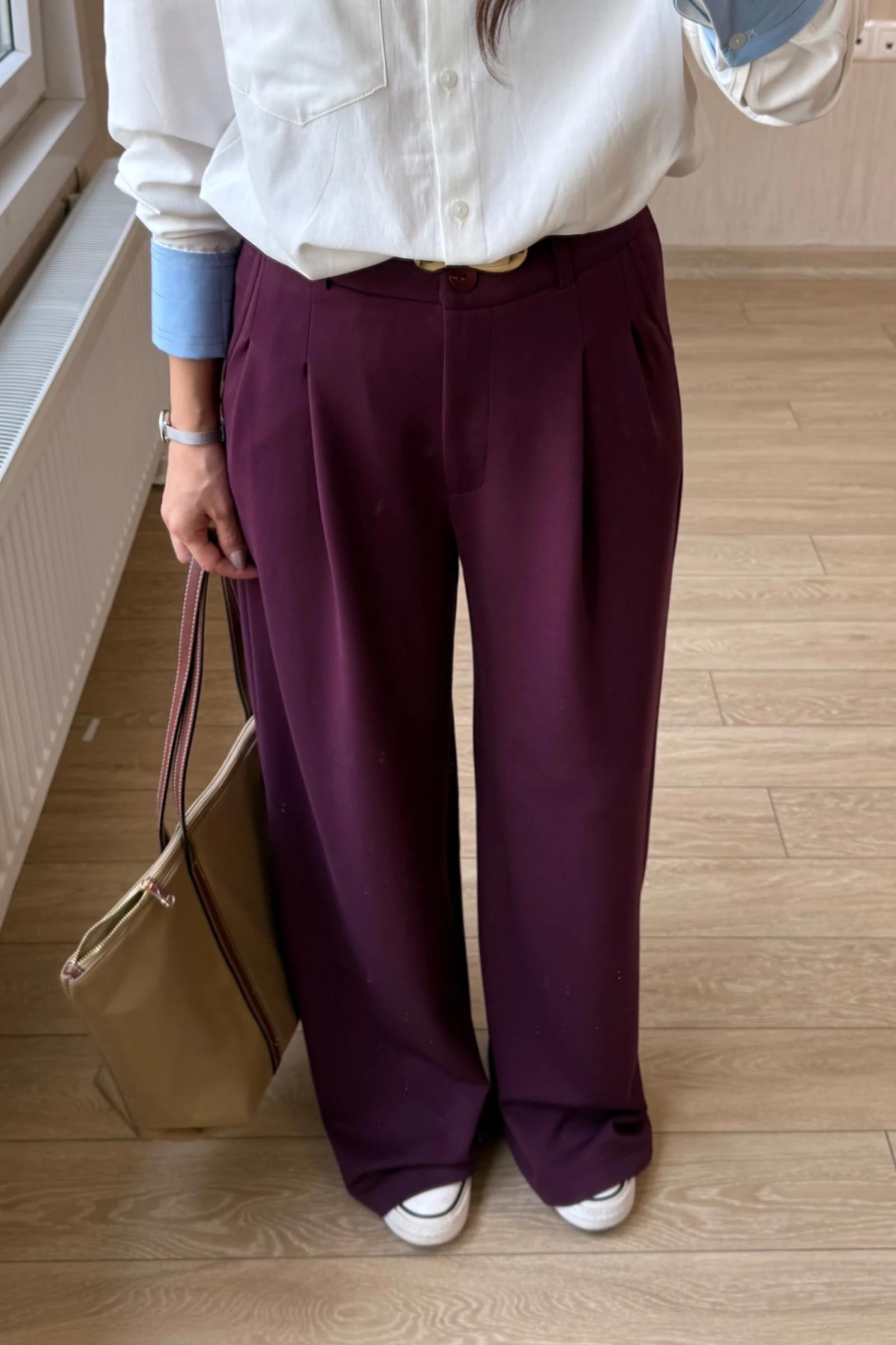 Milena Orj Modal Kumaş Palazzo Pantolon  - Mürdüm