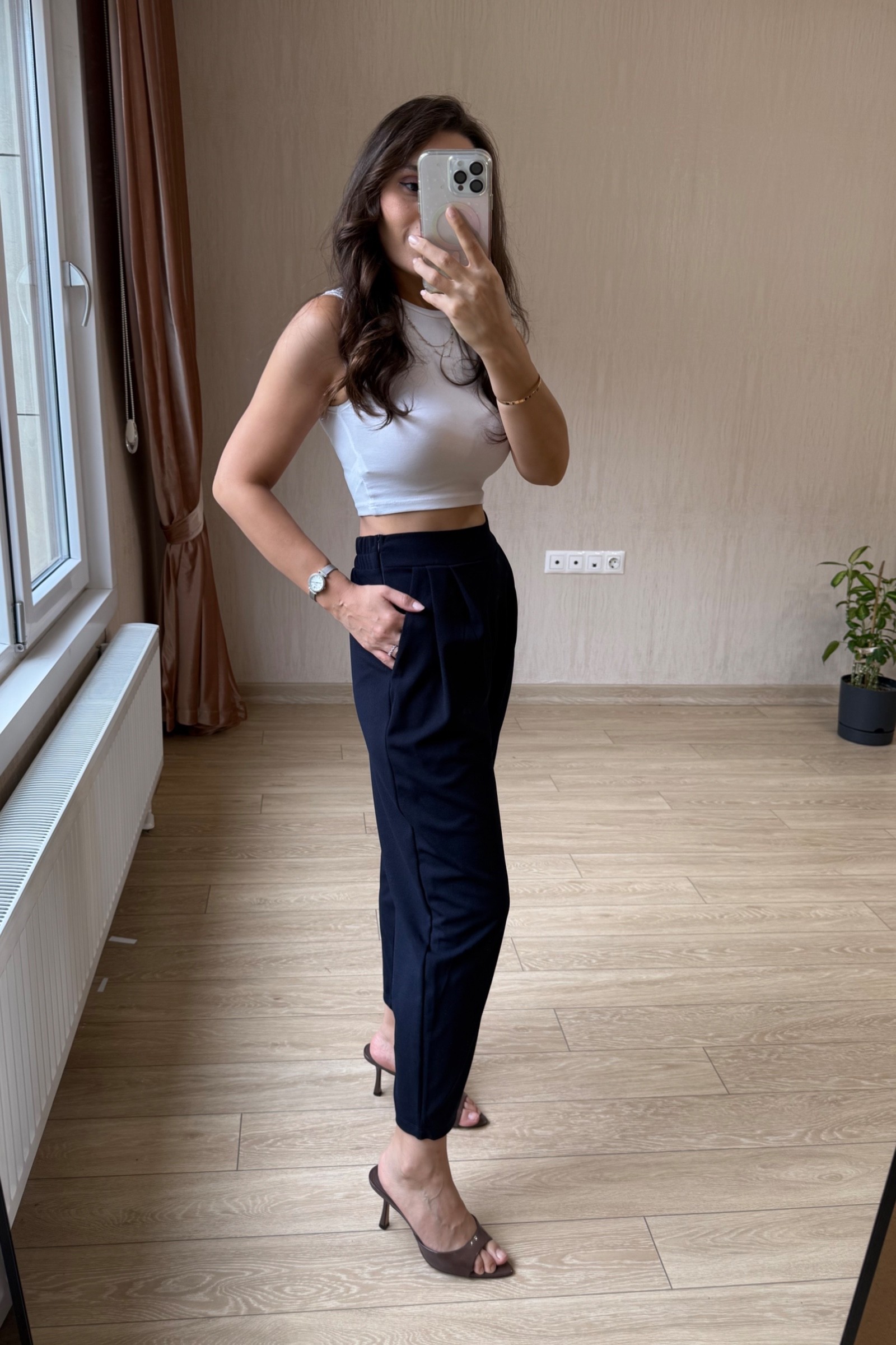 Orina Full Likyalı Pileli Krep Kumaş Harem Pantolon