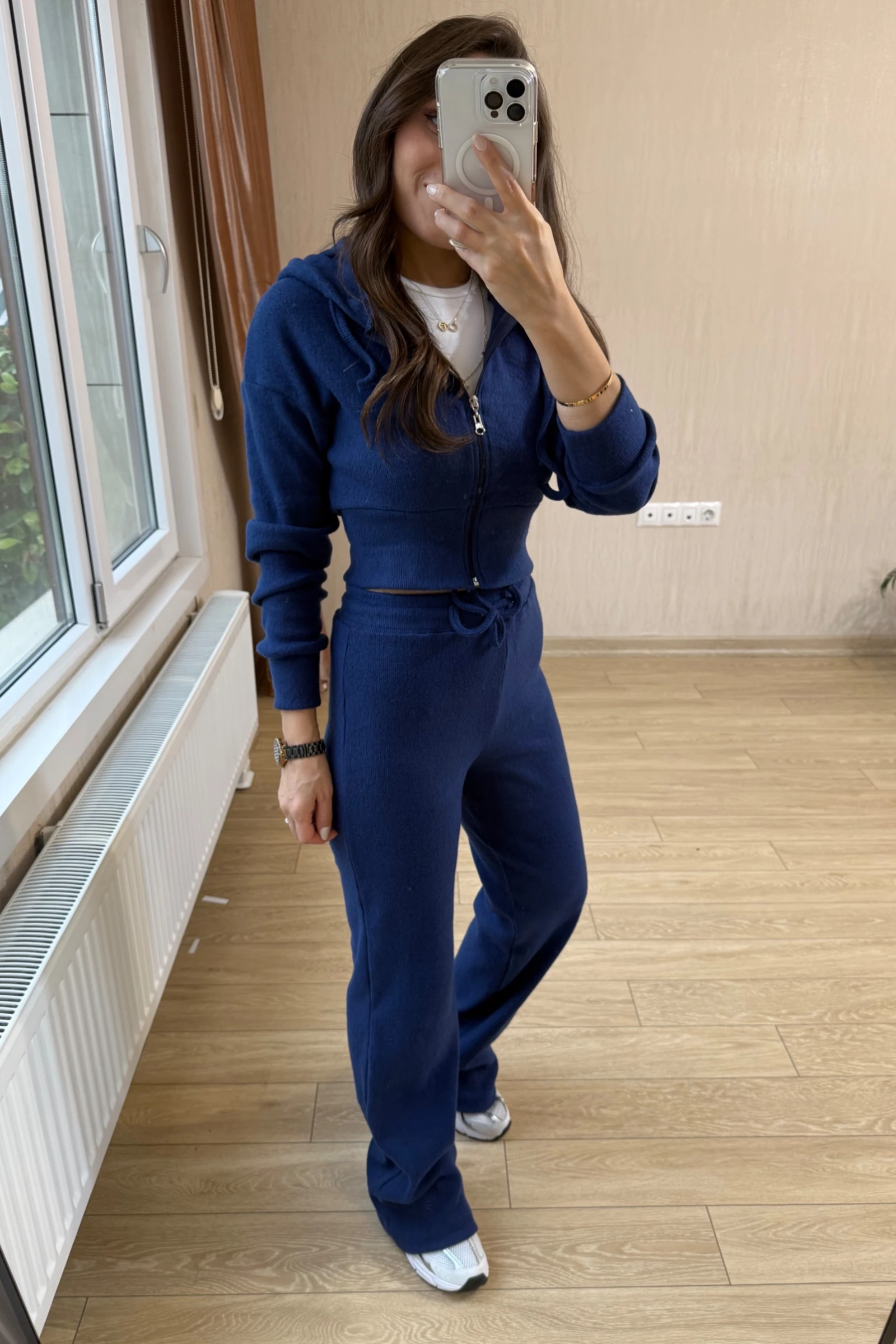 Maria Hırkalı Fitilli Kaşmir Kumaş Takım - Lacivert