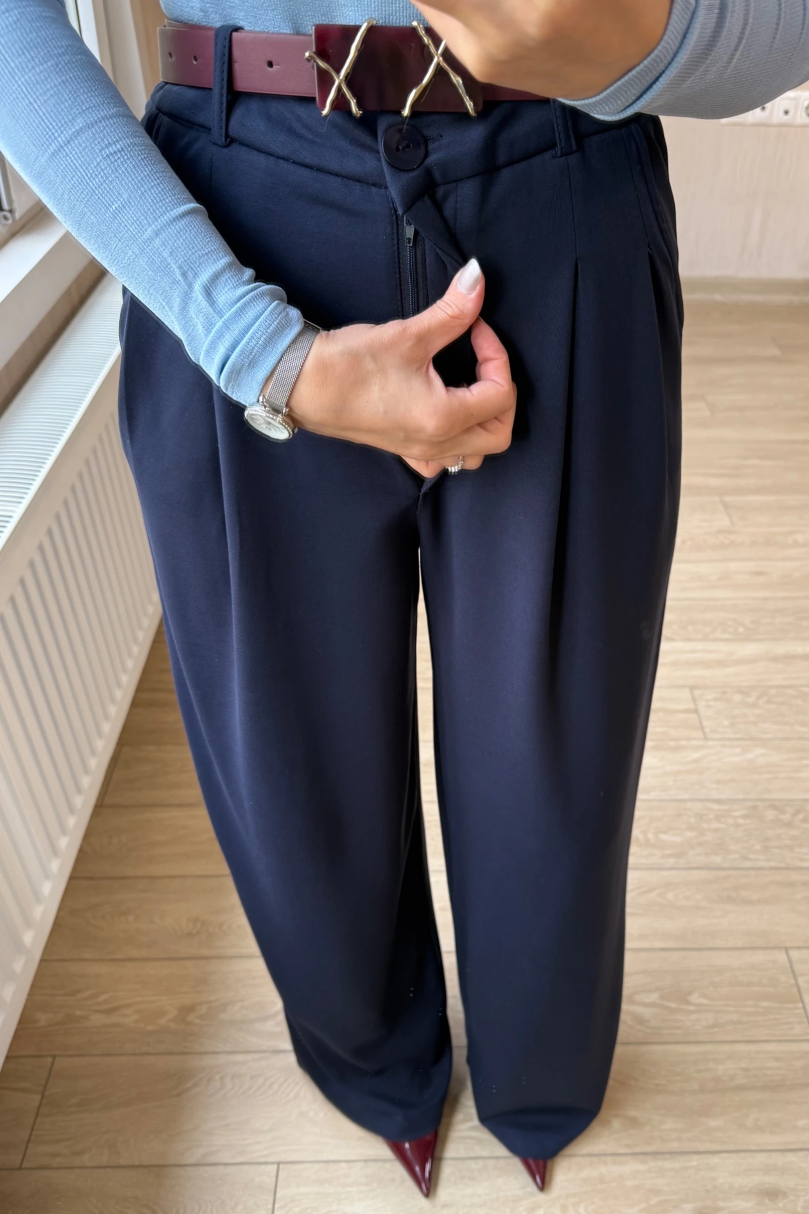 Milena Orj Modal Kumaş Palazzo Pantolon  - Lacivert