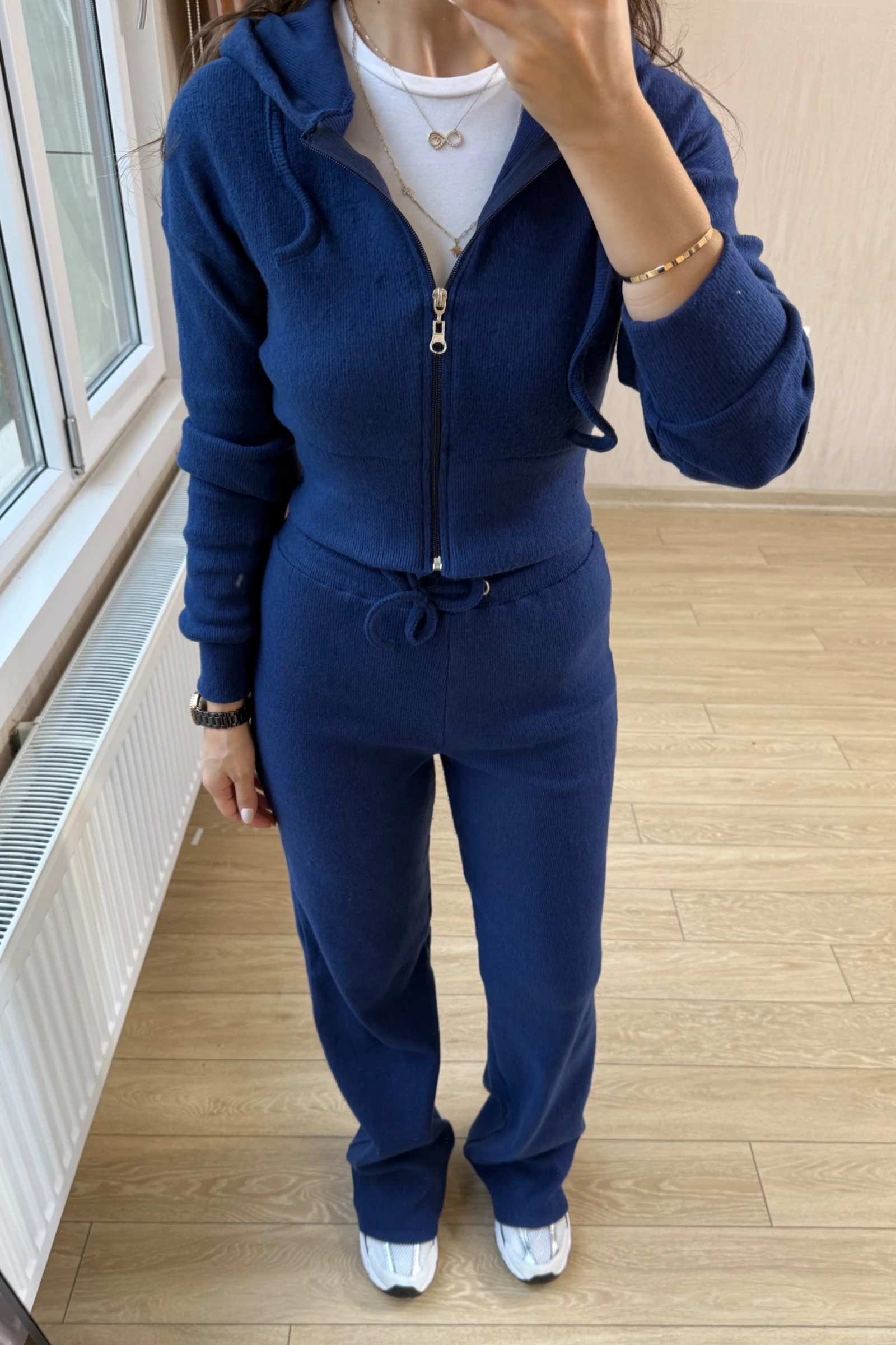 Maria Hırkalı Fitilli Kaşmir Kumaş Takım - Lacivert