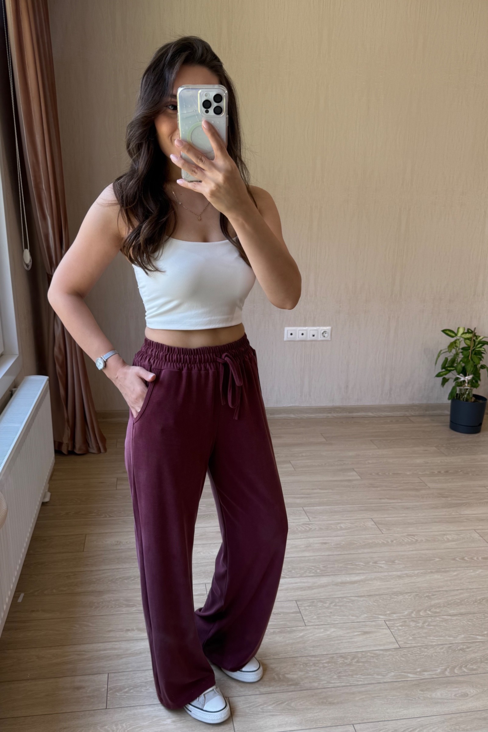 Liana Modal Kumaş Eşofman Altı - Bordo