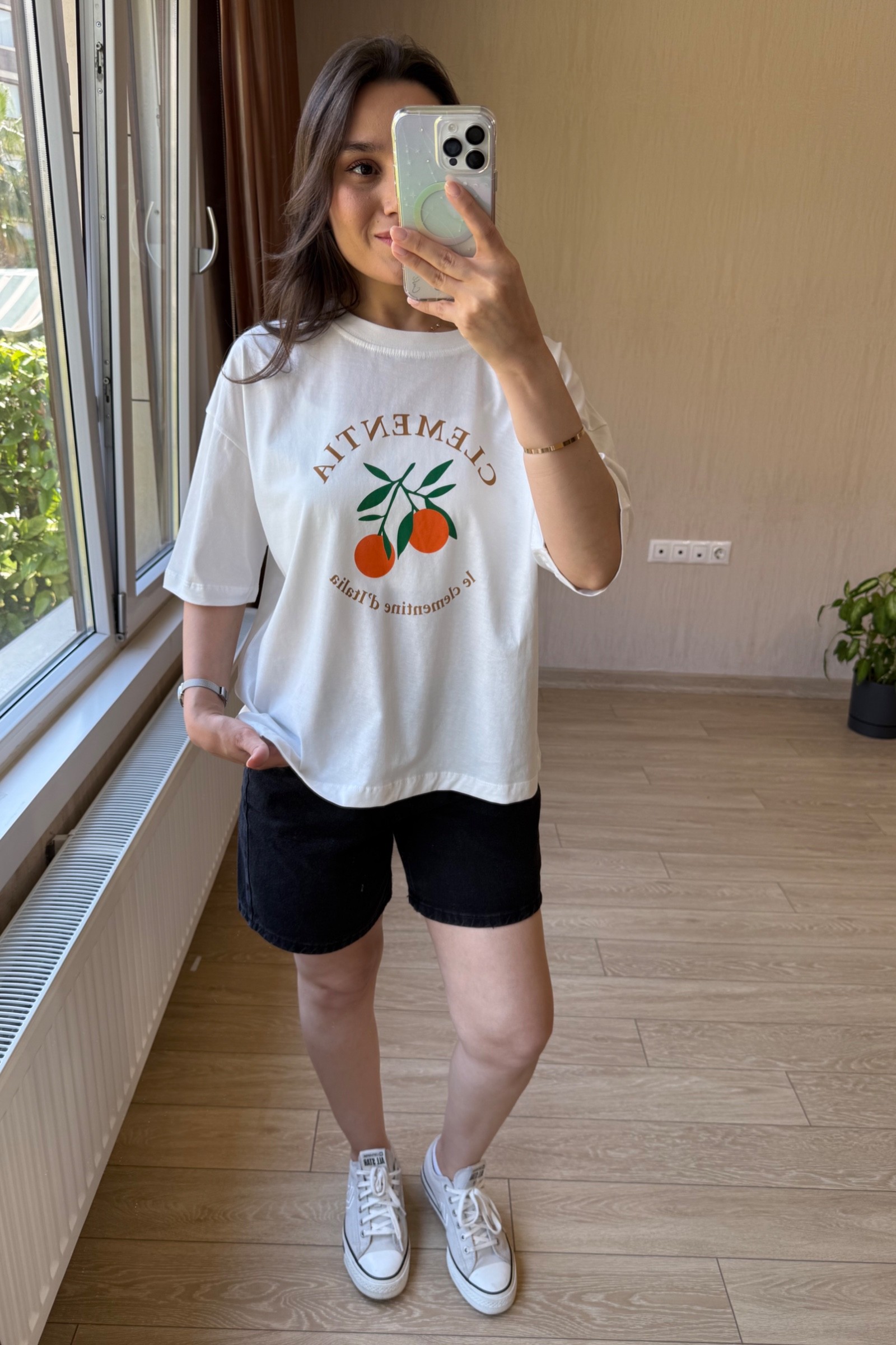 Çello Orj Zr Marka  %100 Pamuklu Baskılı  Basic Tişört - Clementine Baskılı