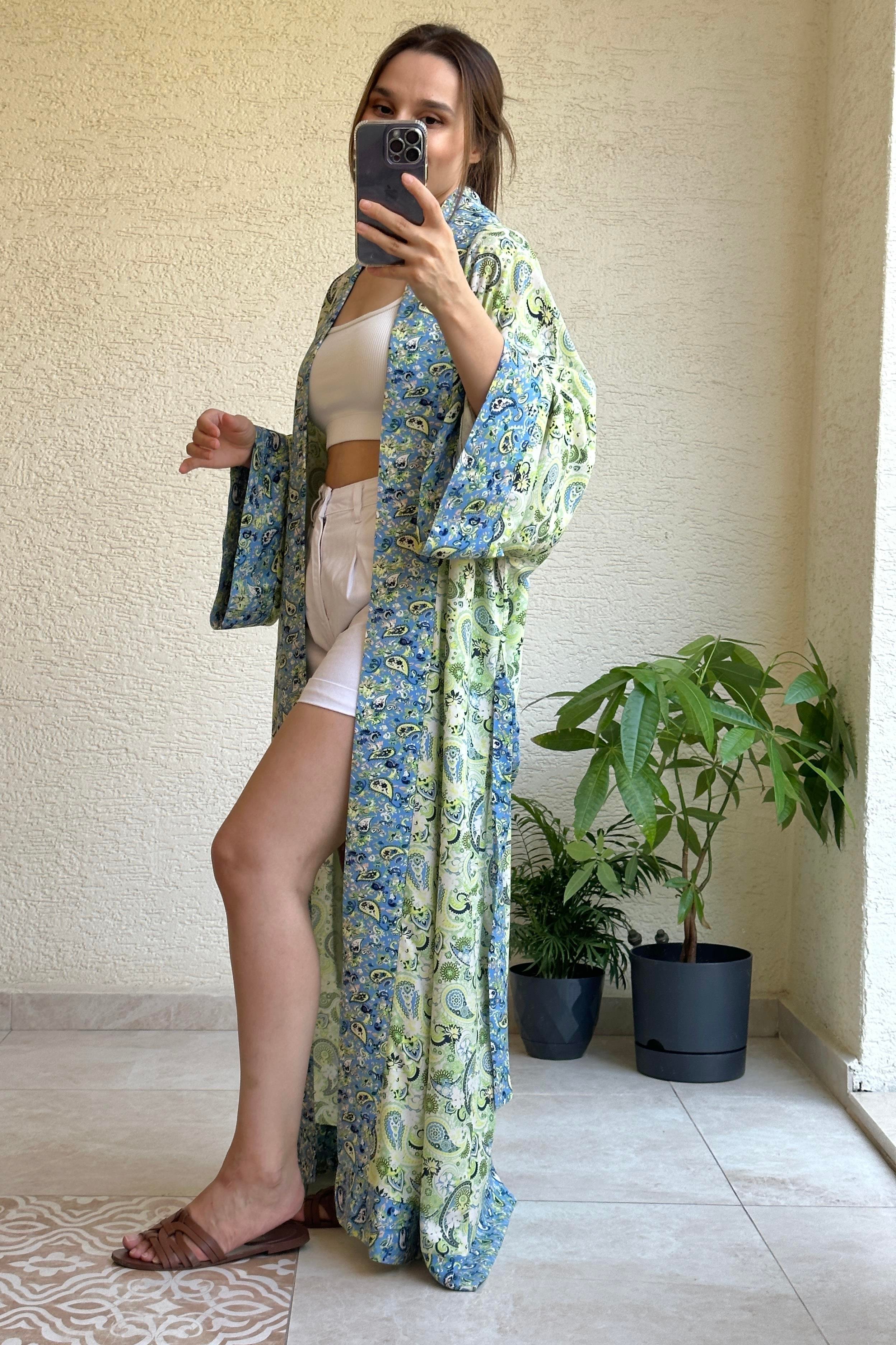 Pamuk Şal Desenli Kimono