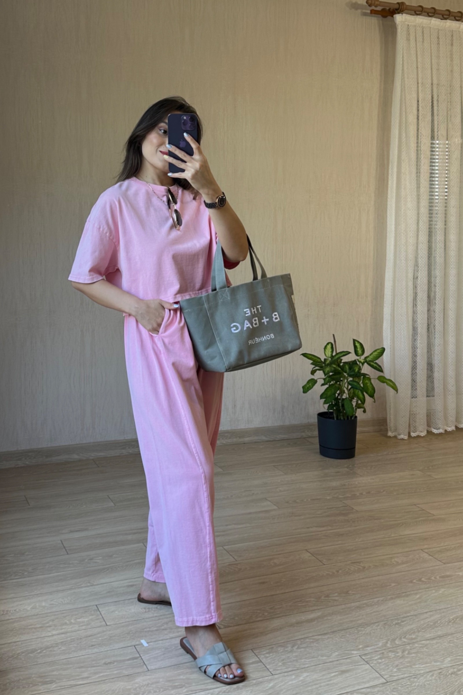 Perra Şalvar Tişört Eşofman Takım - Pembe