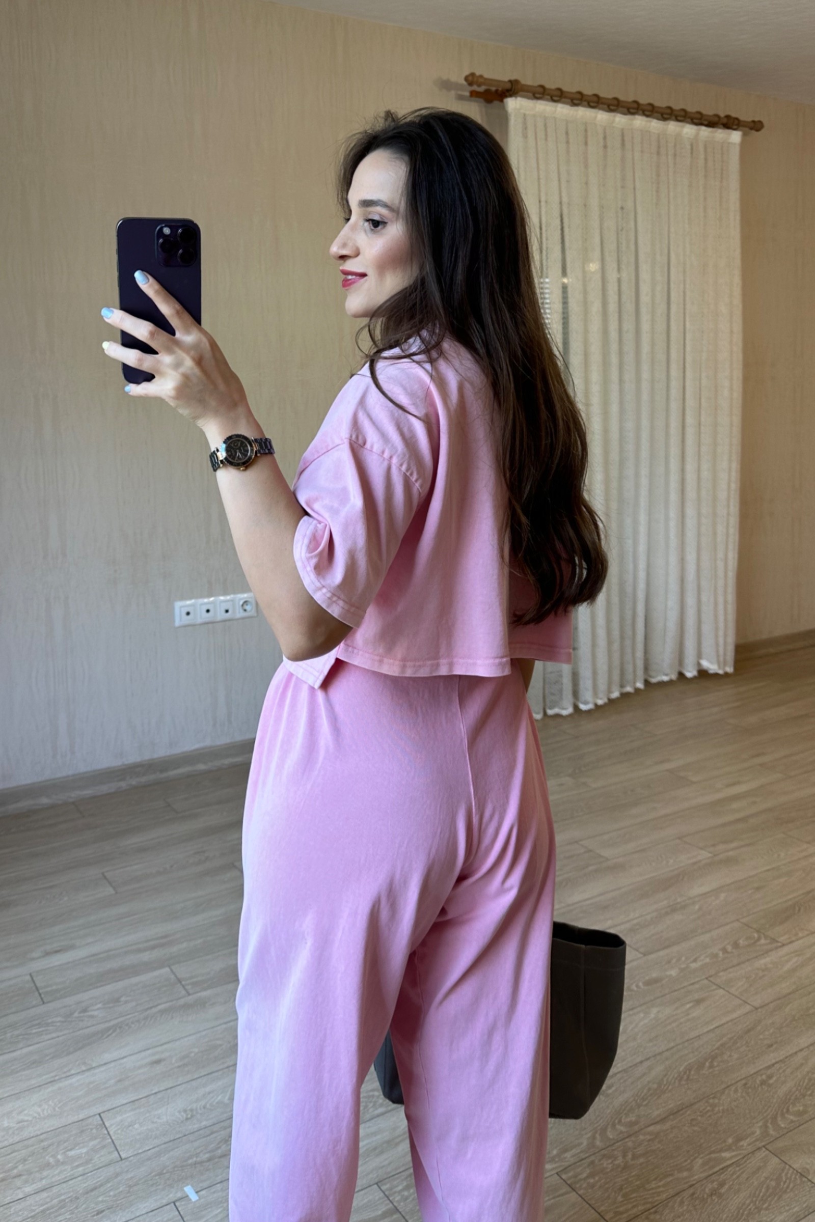 Perra Şalvar Tişört Eşofman Takım - Pembe