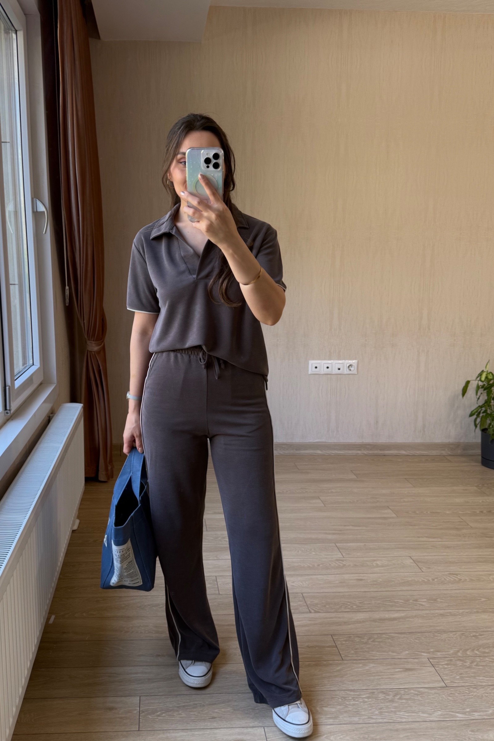 Selen Oysh Marka Model Pike Modal Kumaş Takım - Kahverengi