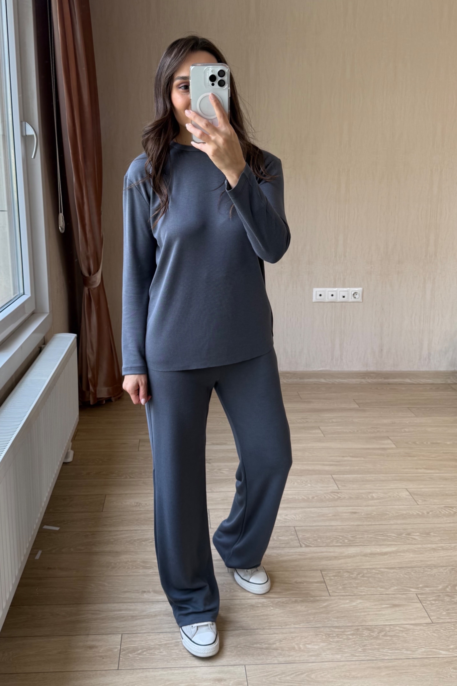 Boss Dumanlı Orj Modal Parça Krop Dəsti - Antrasit