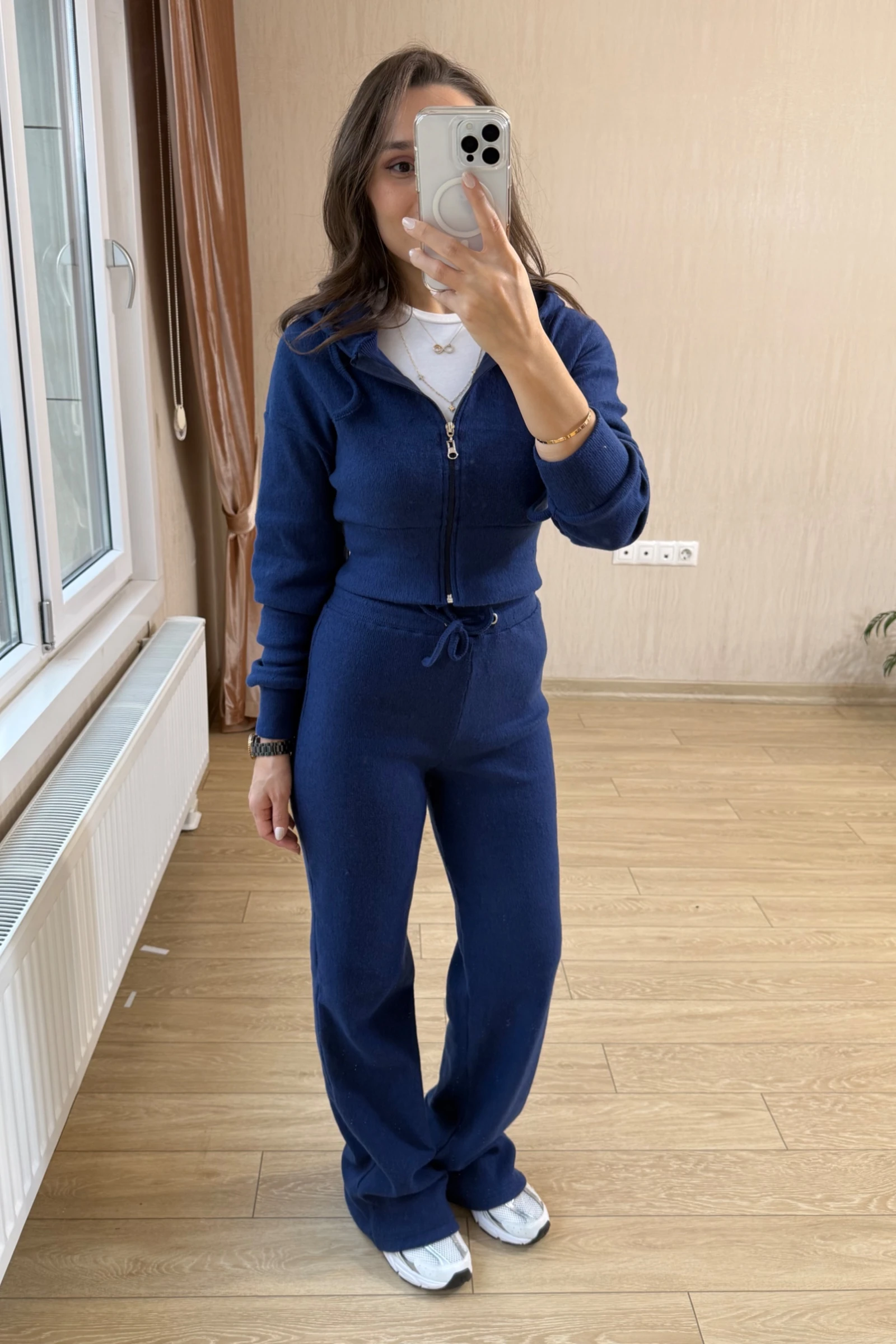 Maria Hırkalı Fitilli Kaşmir Kumaş Takım - Lacivert