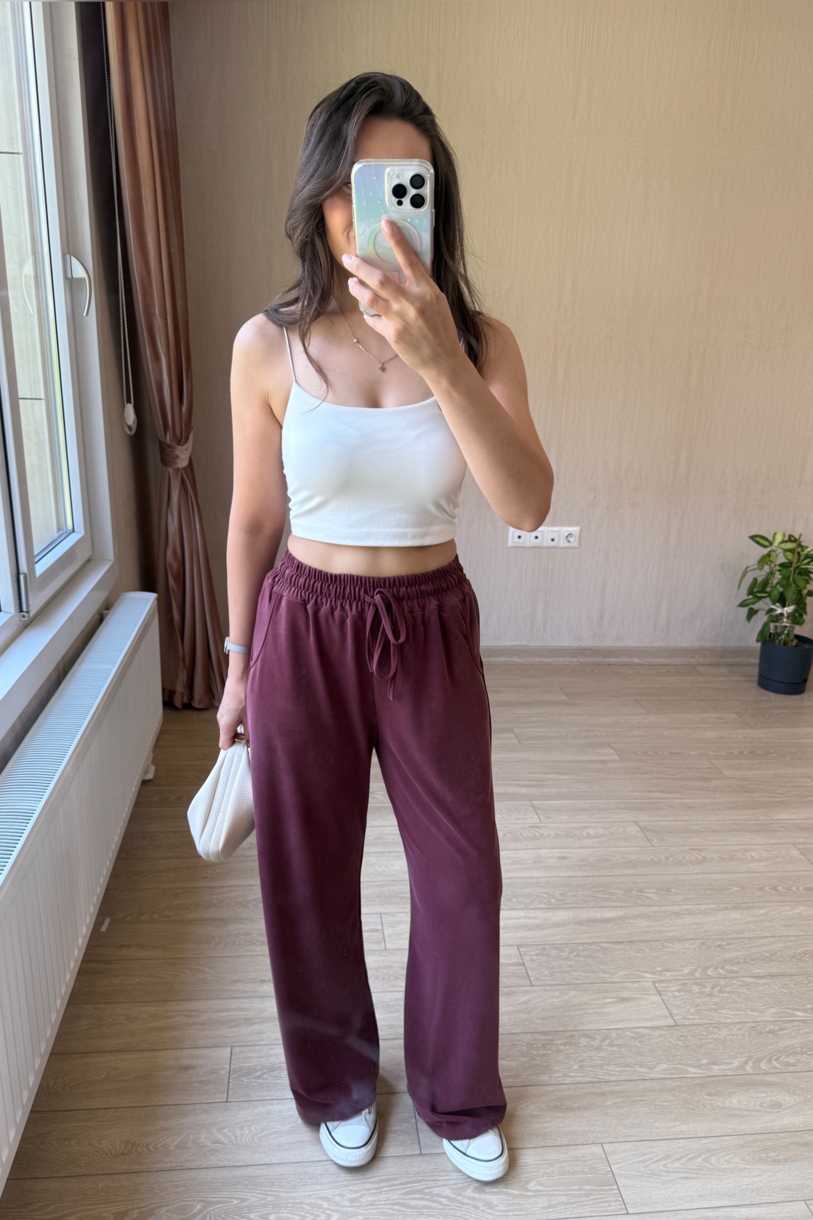 Liana Modal Kumaş Eşofman Altı - Bordo