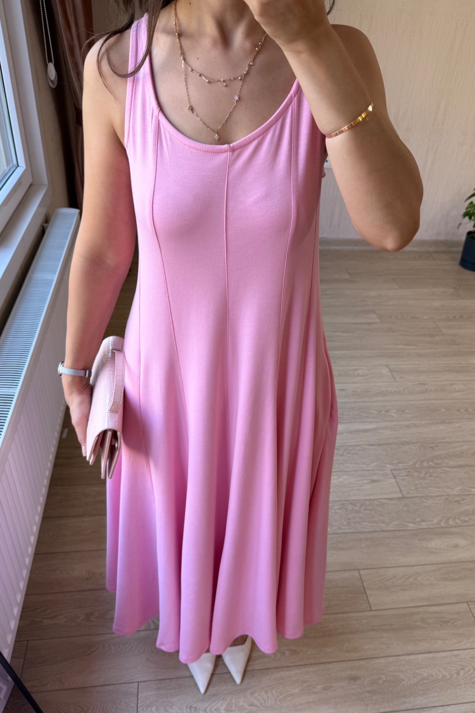 Luna Çan Kesim Modal Kumaş Elbise - Pembe
