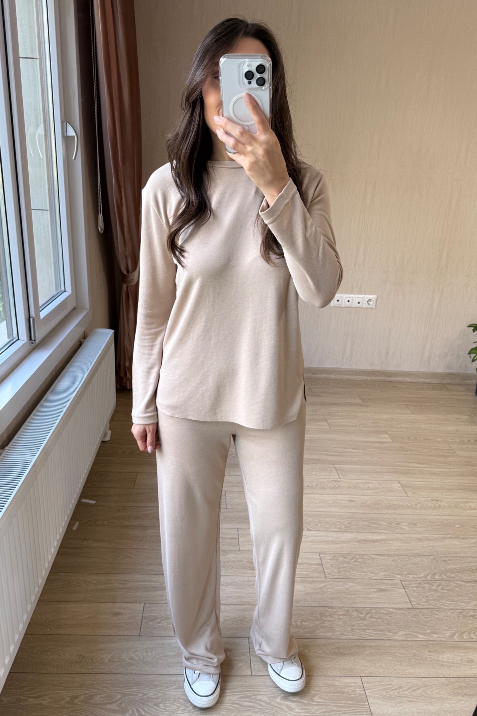 Boss Dumanlı Orj Modal Parça Krop Dəsti - Bej