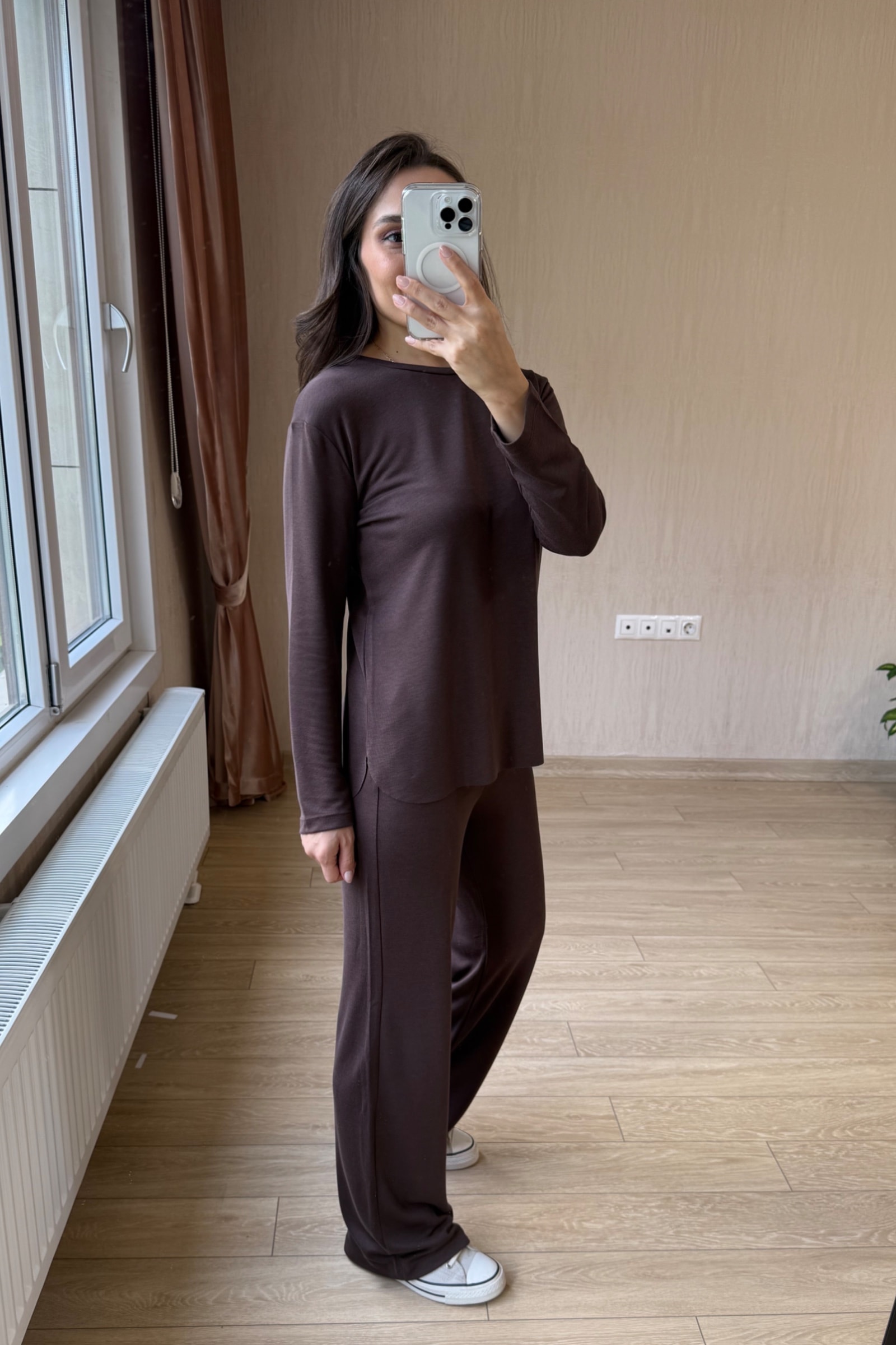 Boss Dumanlı Orj Modal Parça Krop Dəsti - Acı Kahve