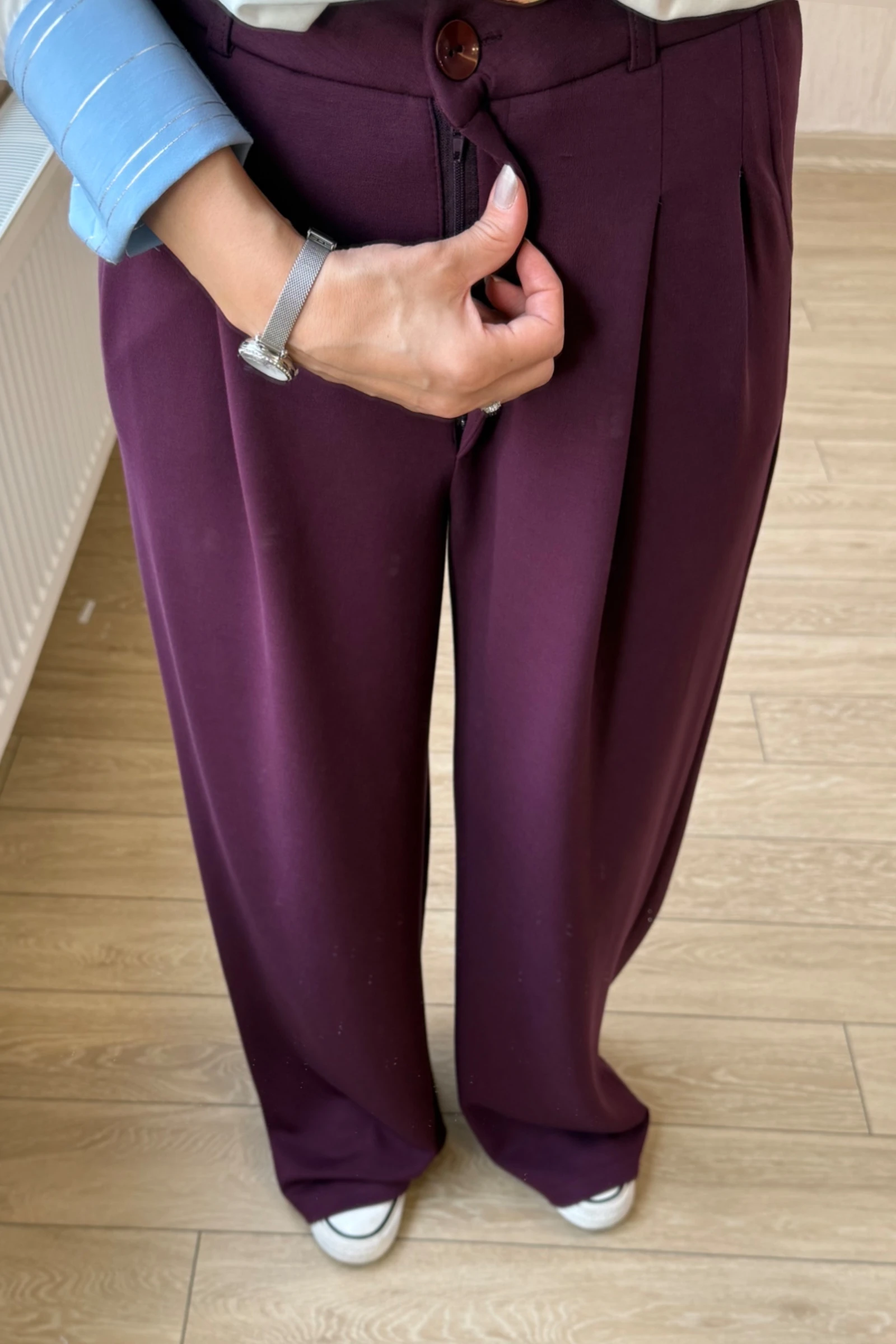 Milena Orj Modal Kumaş Palazzo Pantolon  - Mürdüm