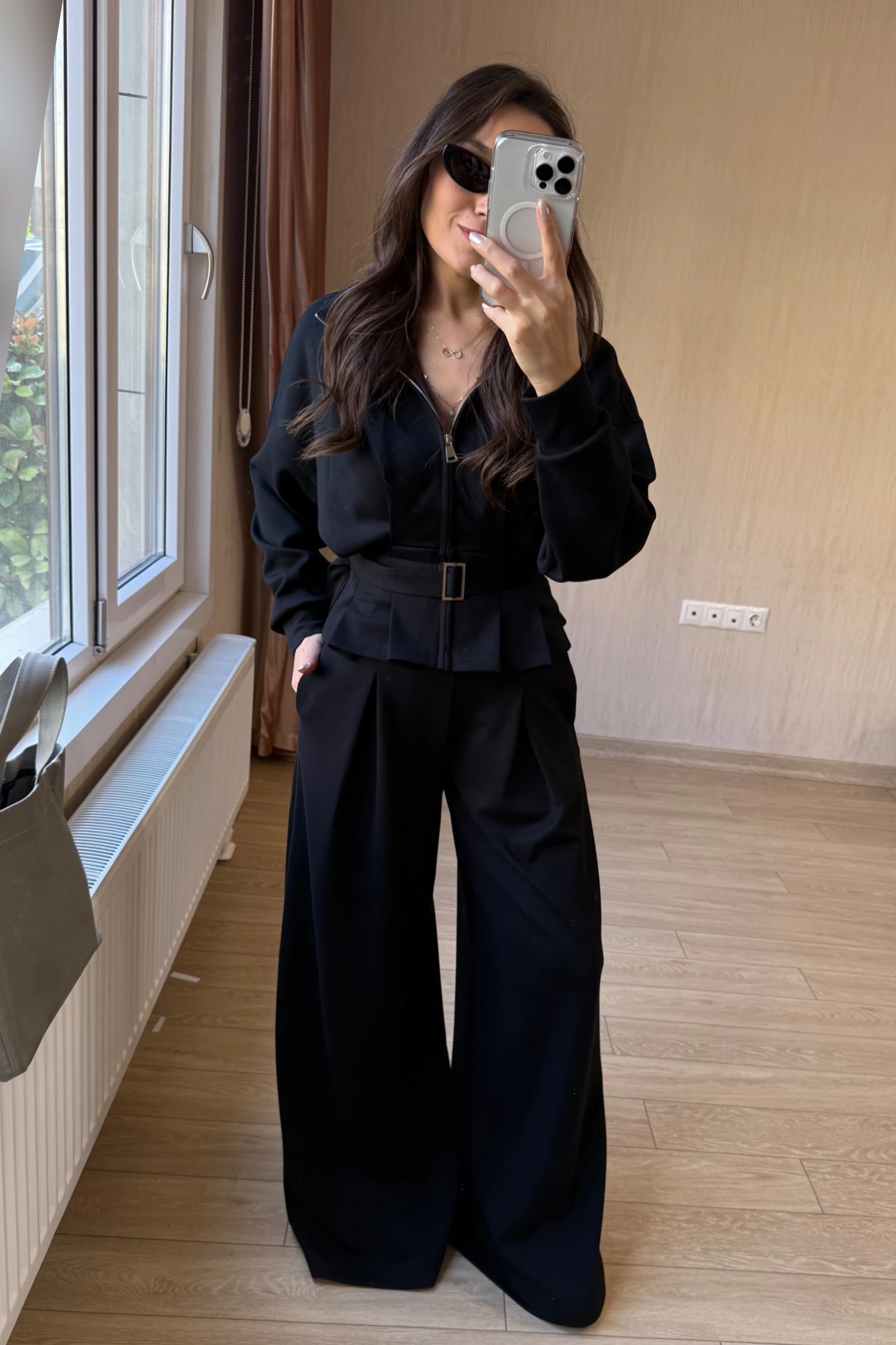  Olvera Orj Modal Kumaş Oysh Model  Ceketli Takım - Siyah