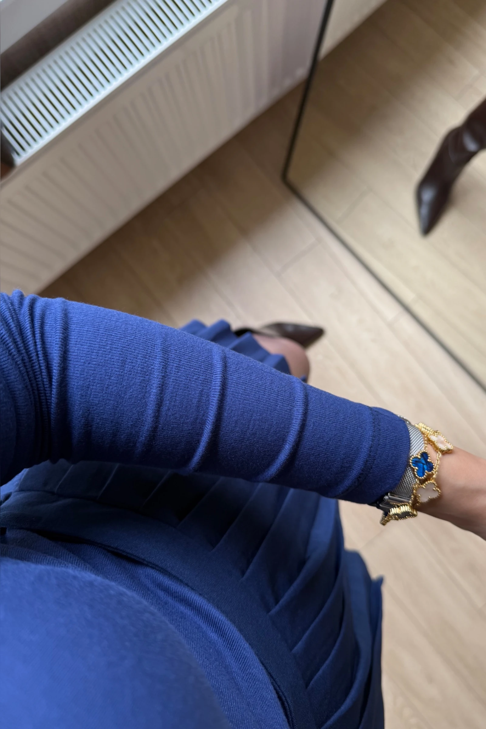 Lumida Asimetrik Kesim Tek Omuz  Bluz - Lacivert