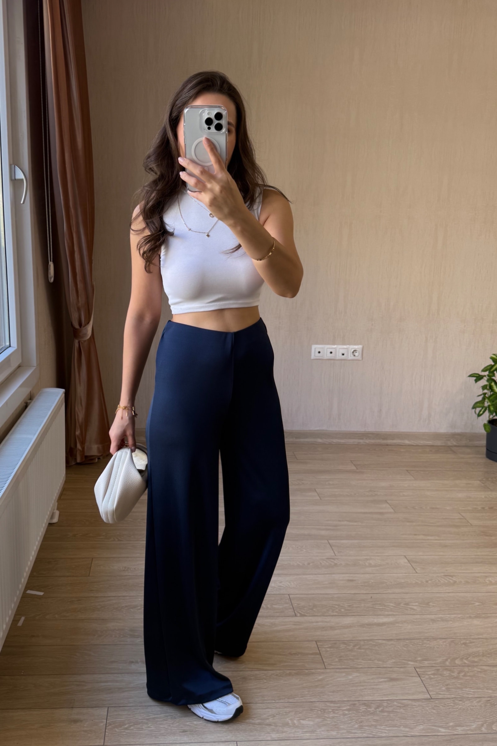 Solve Full  Likralı Saten Kumaş Pantolon