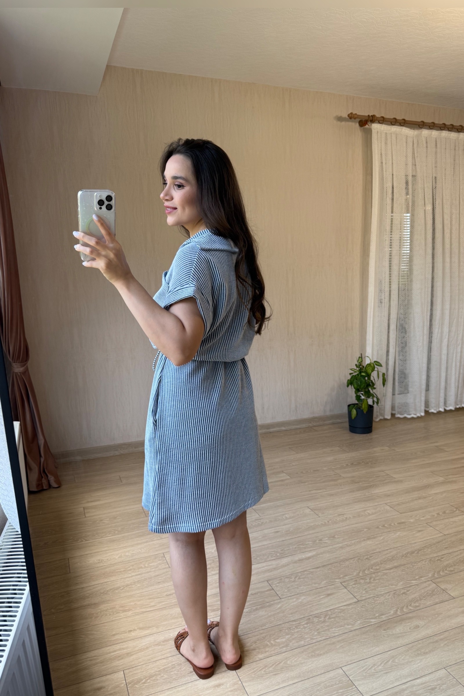 Stella Suyolu Dokulu Elbise - Mavi