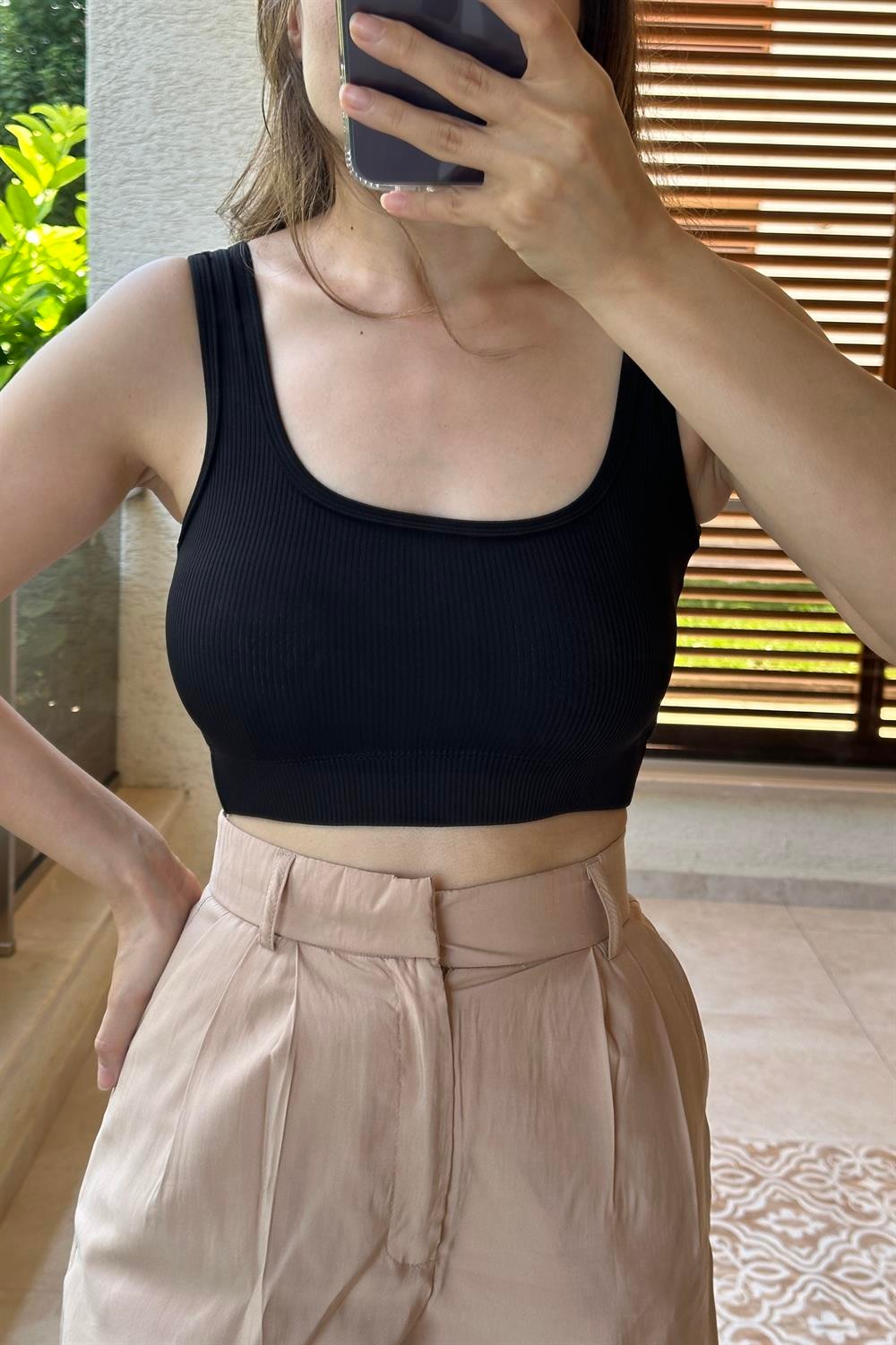 Premium Fitilli Siyah Crop