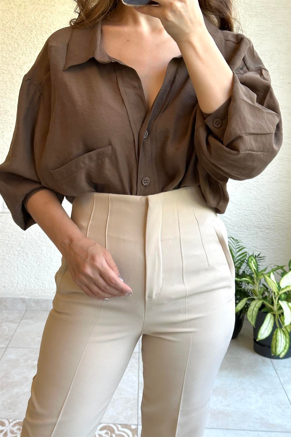 Zara Model Krem Pensli Pantolon