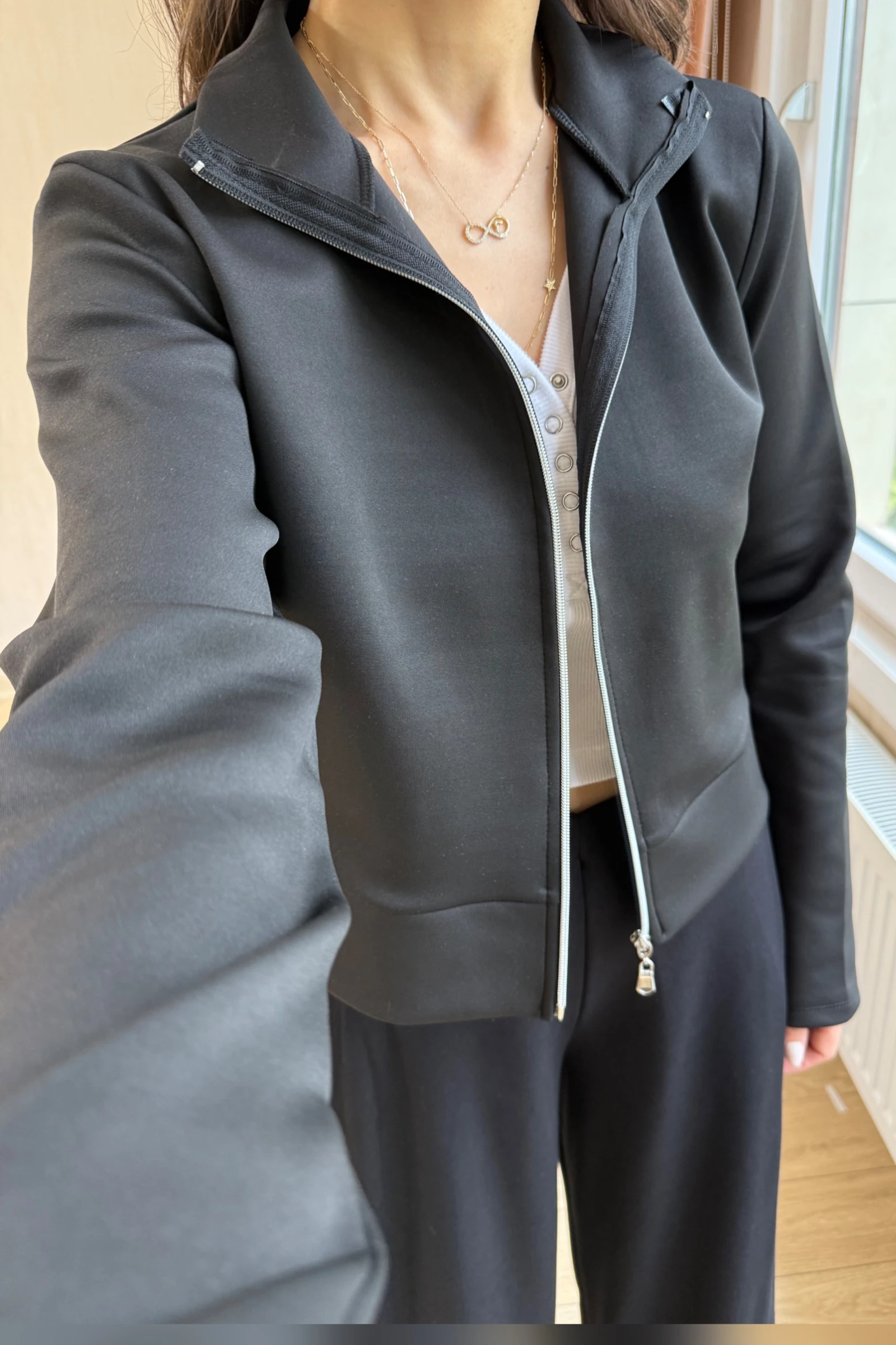 Akira Scuba Kumaş  Ceket - Siyah