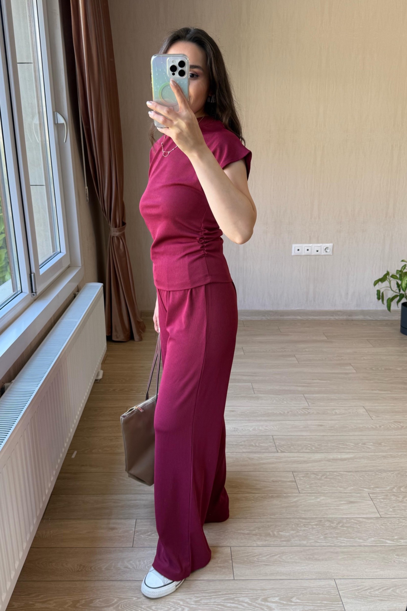 Nadia Yanları Drapeli Kaşkorse Kumaş Takım