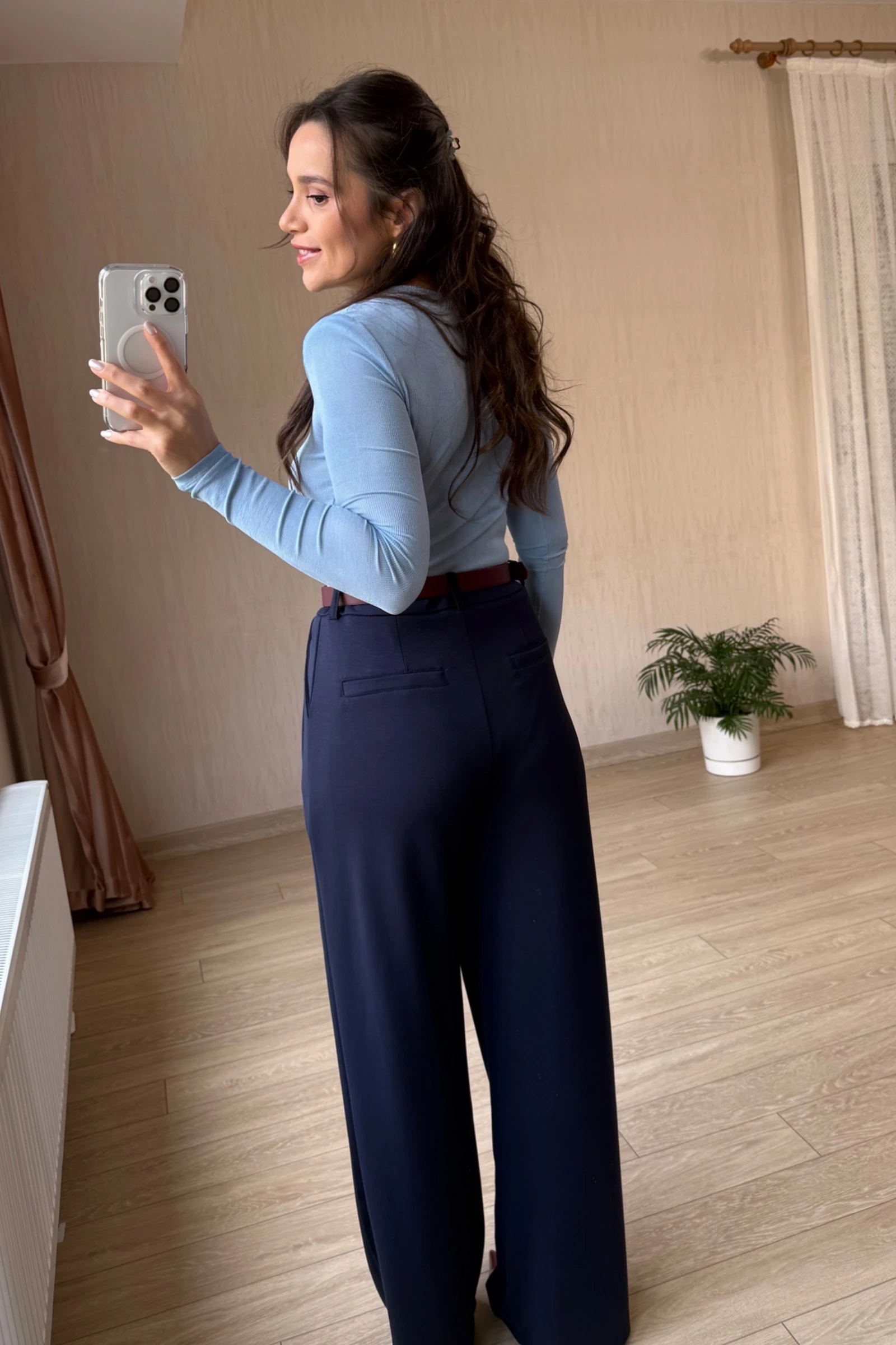 Milena Orj Modal Kumaş Palazzo Pantolon  - Lacivert