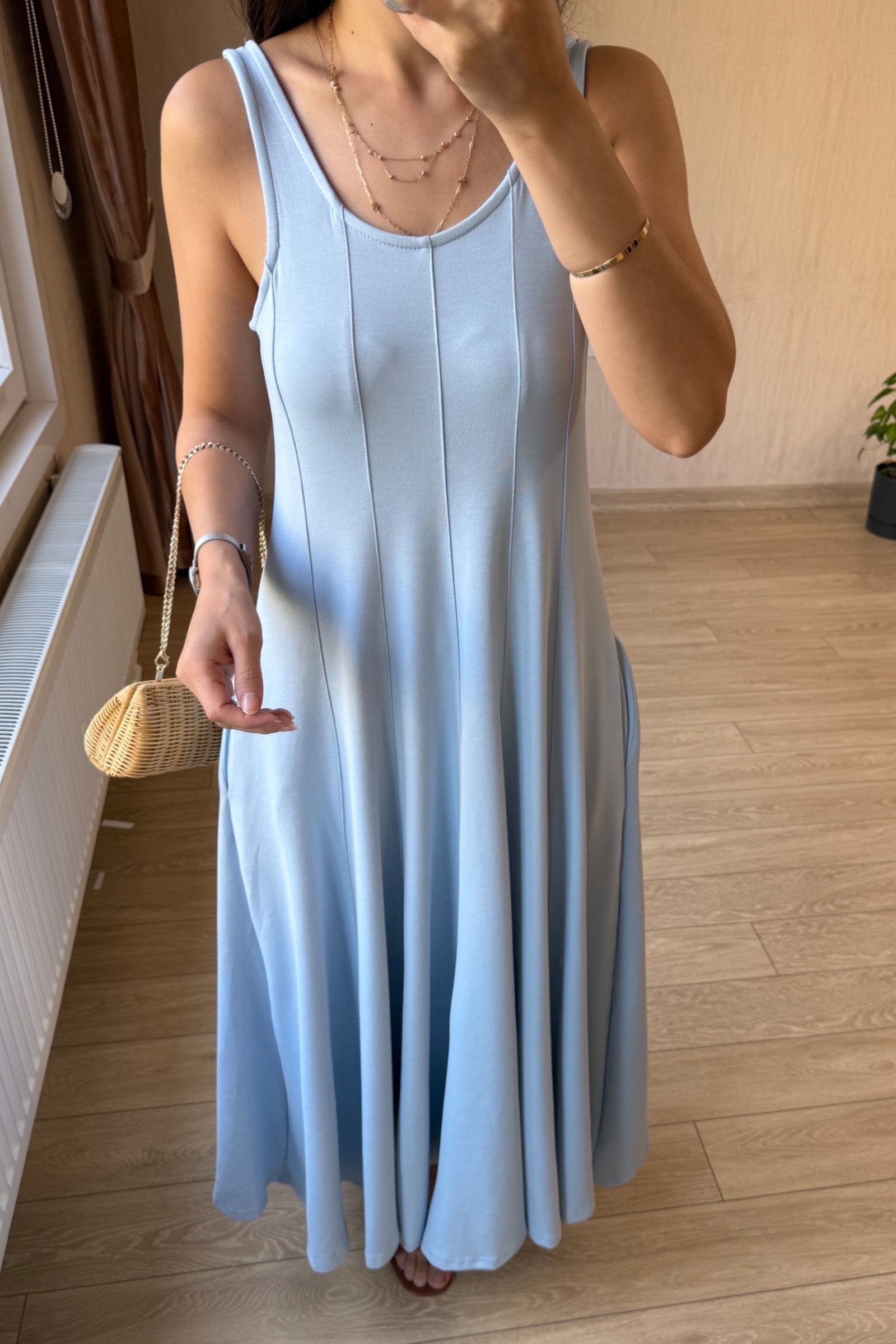 Luna Çan Kesim Modal Kumaş Elbise - Bebe Mavisi