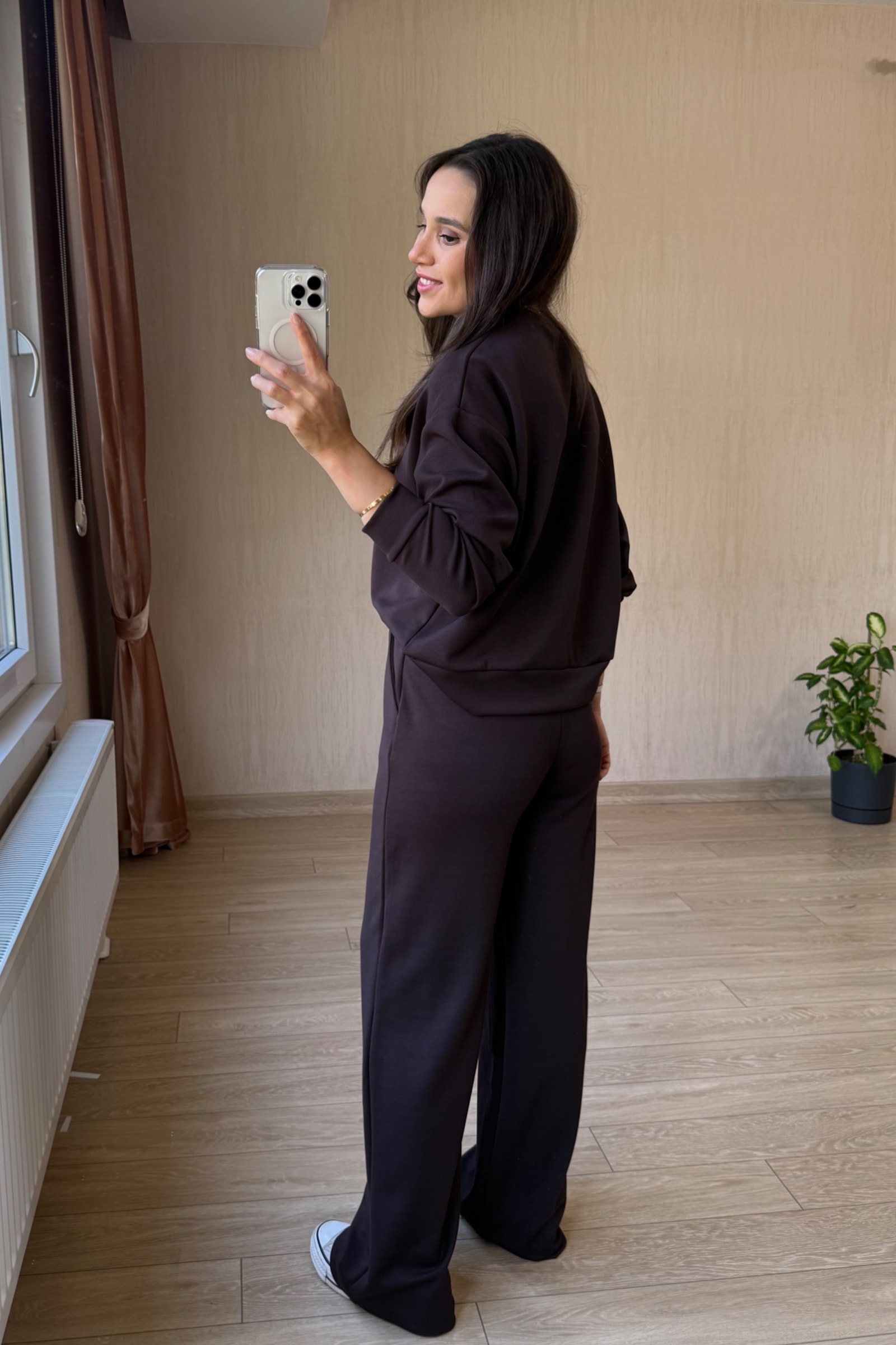 Boss Dumanlı Orj Modal Parça Krop Dəsti - Acı Kahve
