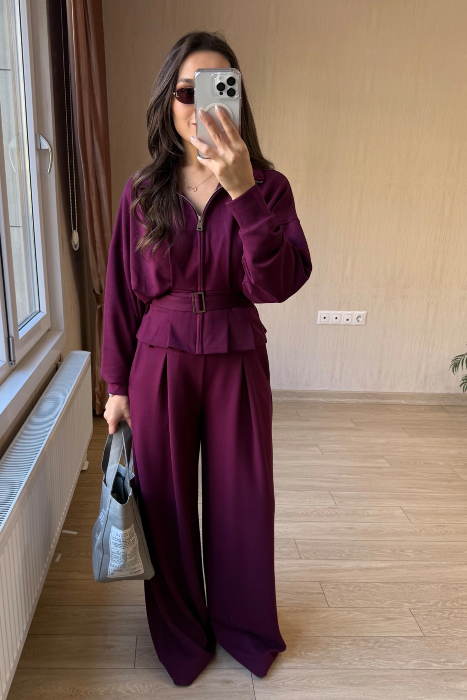  Olvera Orj Modal Kumaş Oysh Model  Ceketli Takım - Mürdüm