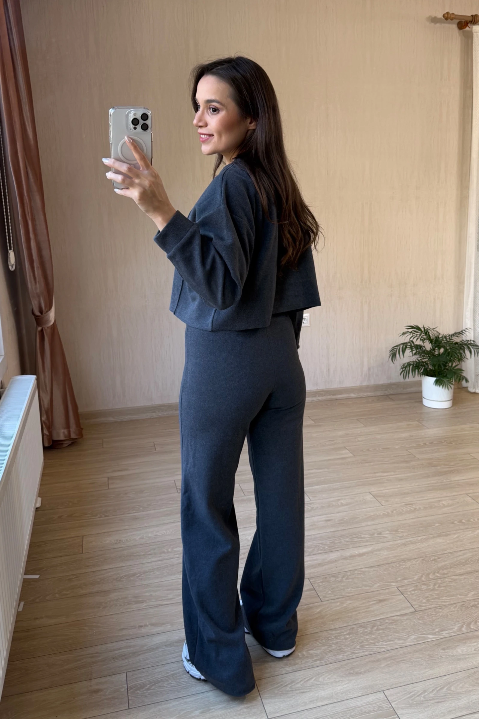 Vanessa Qısaqol Korduroy Kostyum - Nanə Yaşıl - Antrasit