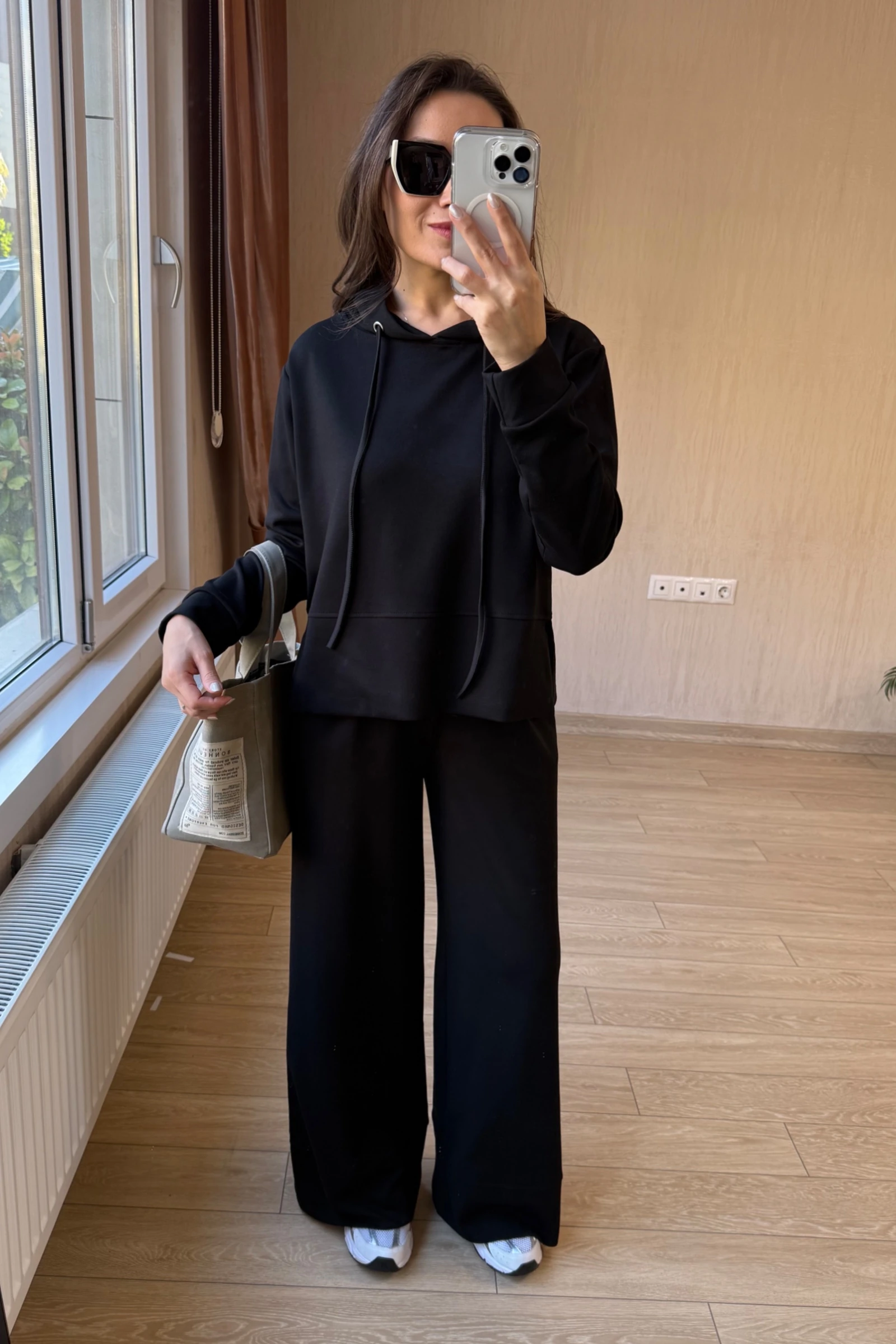 Alvina Orj Modal Kumaş Kapüşonlu Takım - Siyah