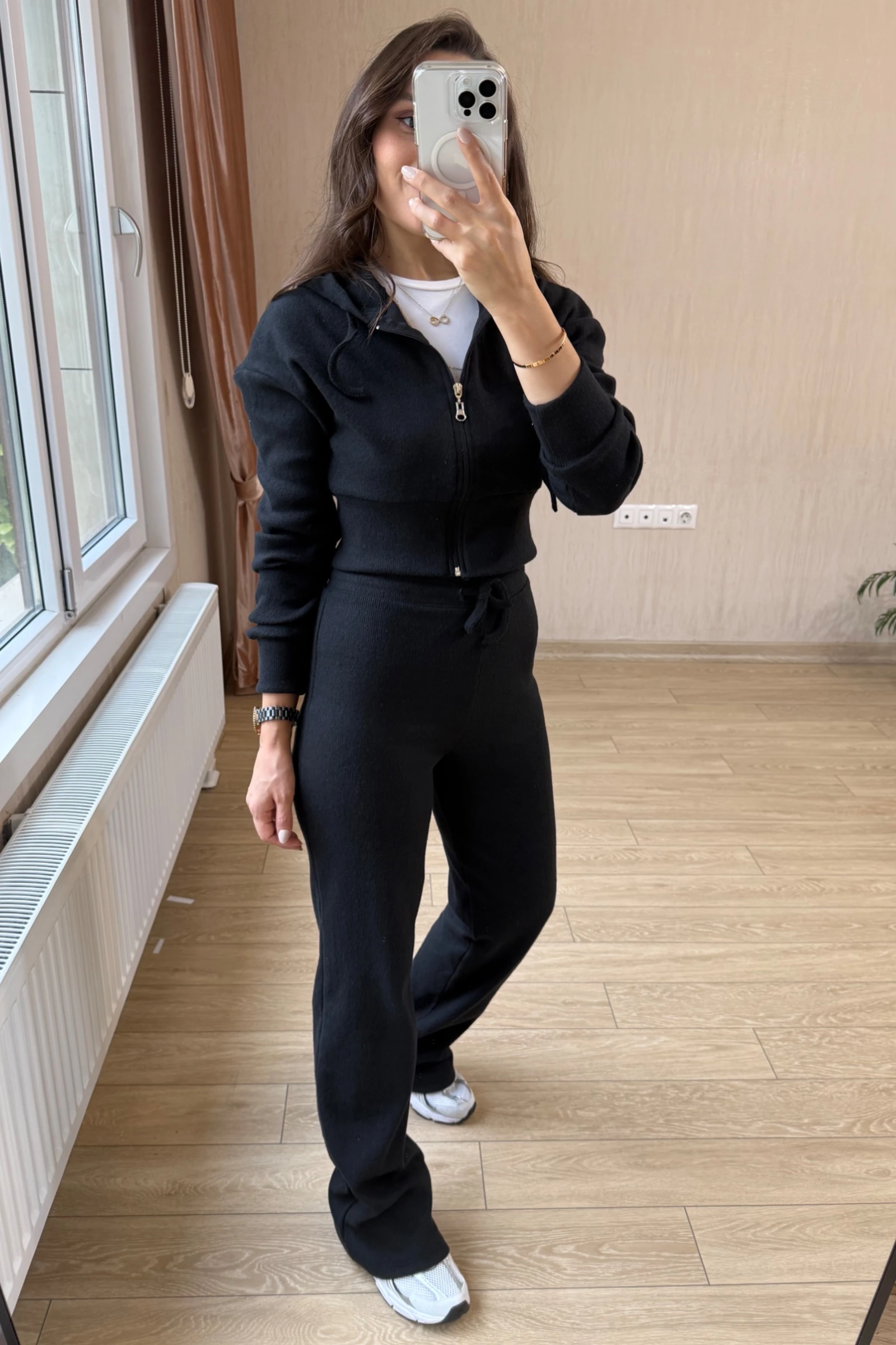 Maria Hırkalı Fitilli Kaşmir Kumaş Takım - Siyah