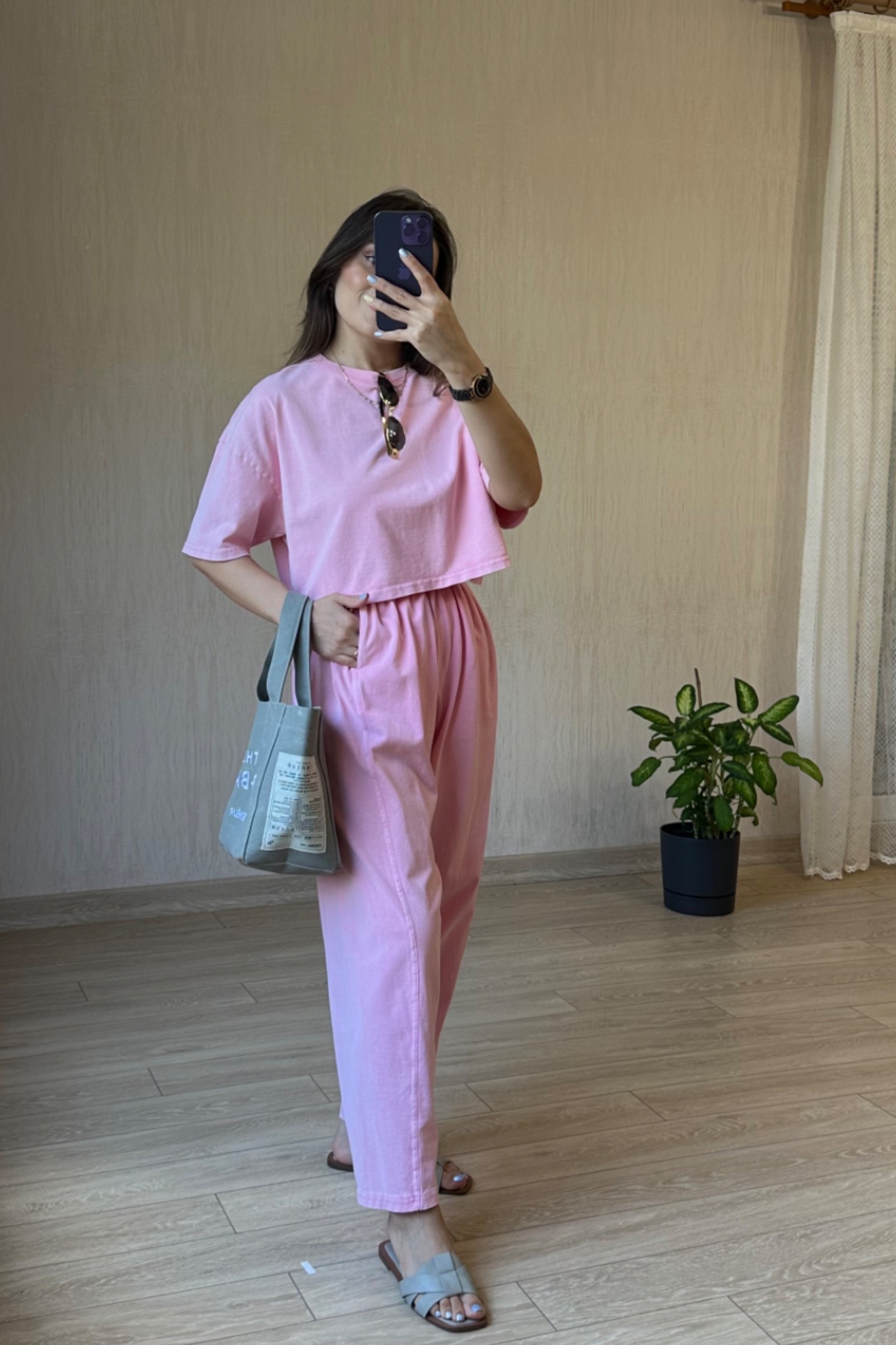 Perra Şalvar Tişört Eşofman Takım - Pembe