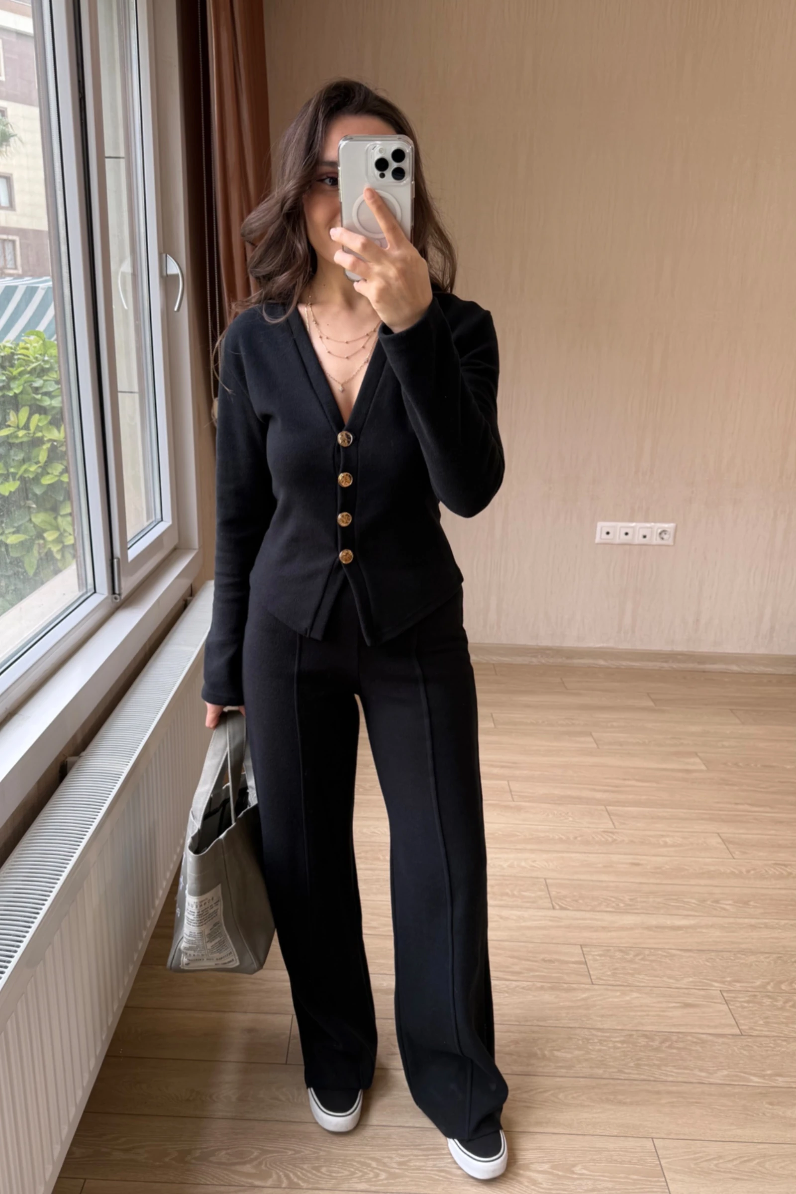 Vanessa Qısaqol Korduroy Kostyum - Nanə Yaşıl - Siyah