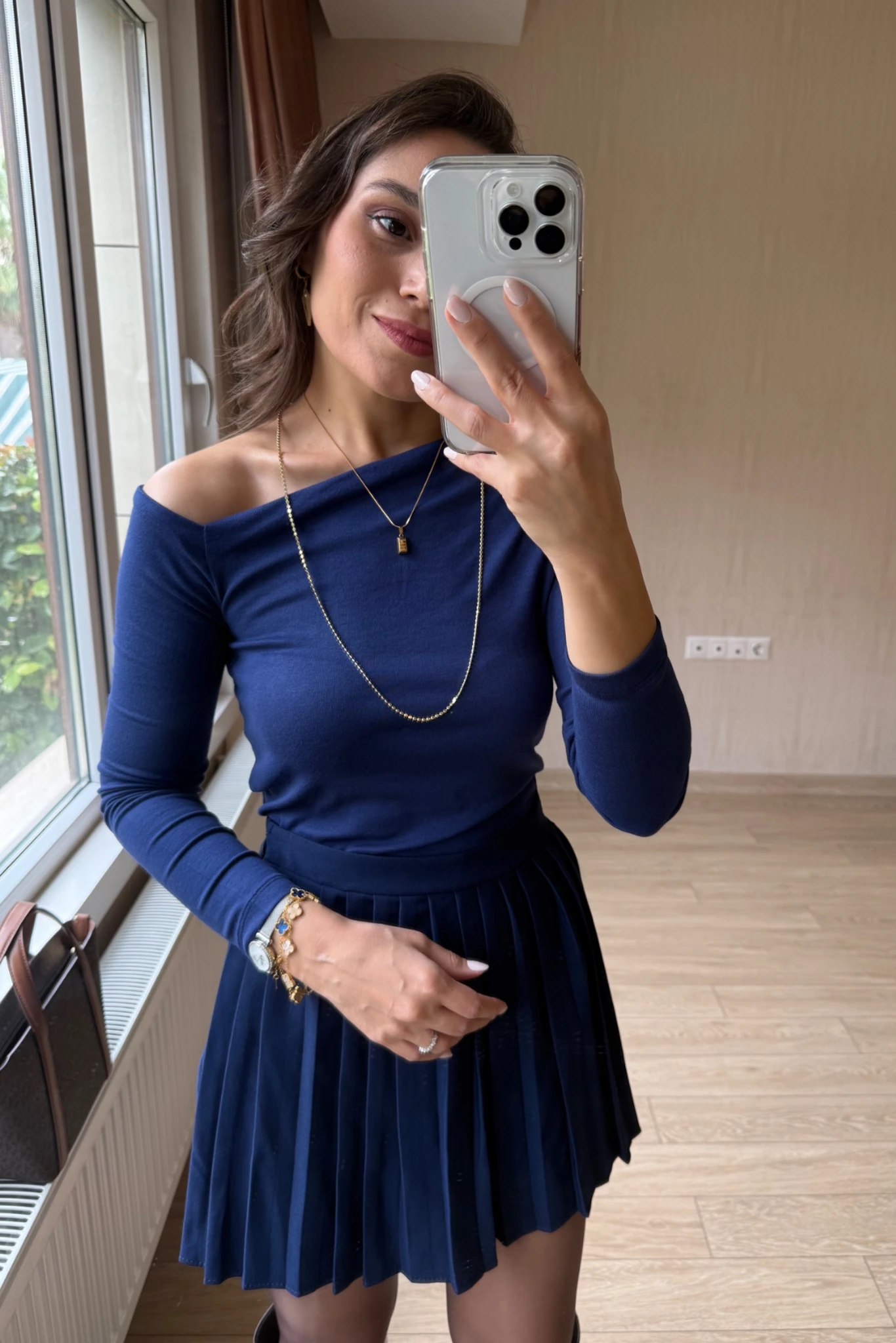 Bella Önü Pileli Şort Etek - Quzu 