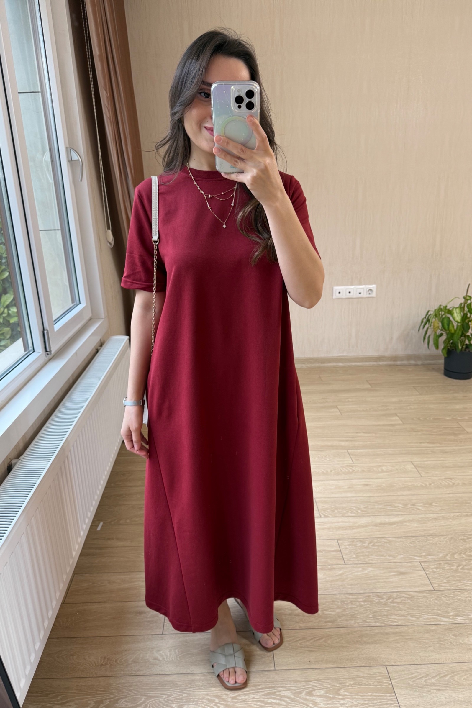 Julia İki İplik Kumaş Çan Kesim Elbise